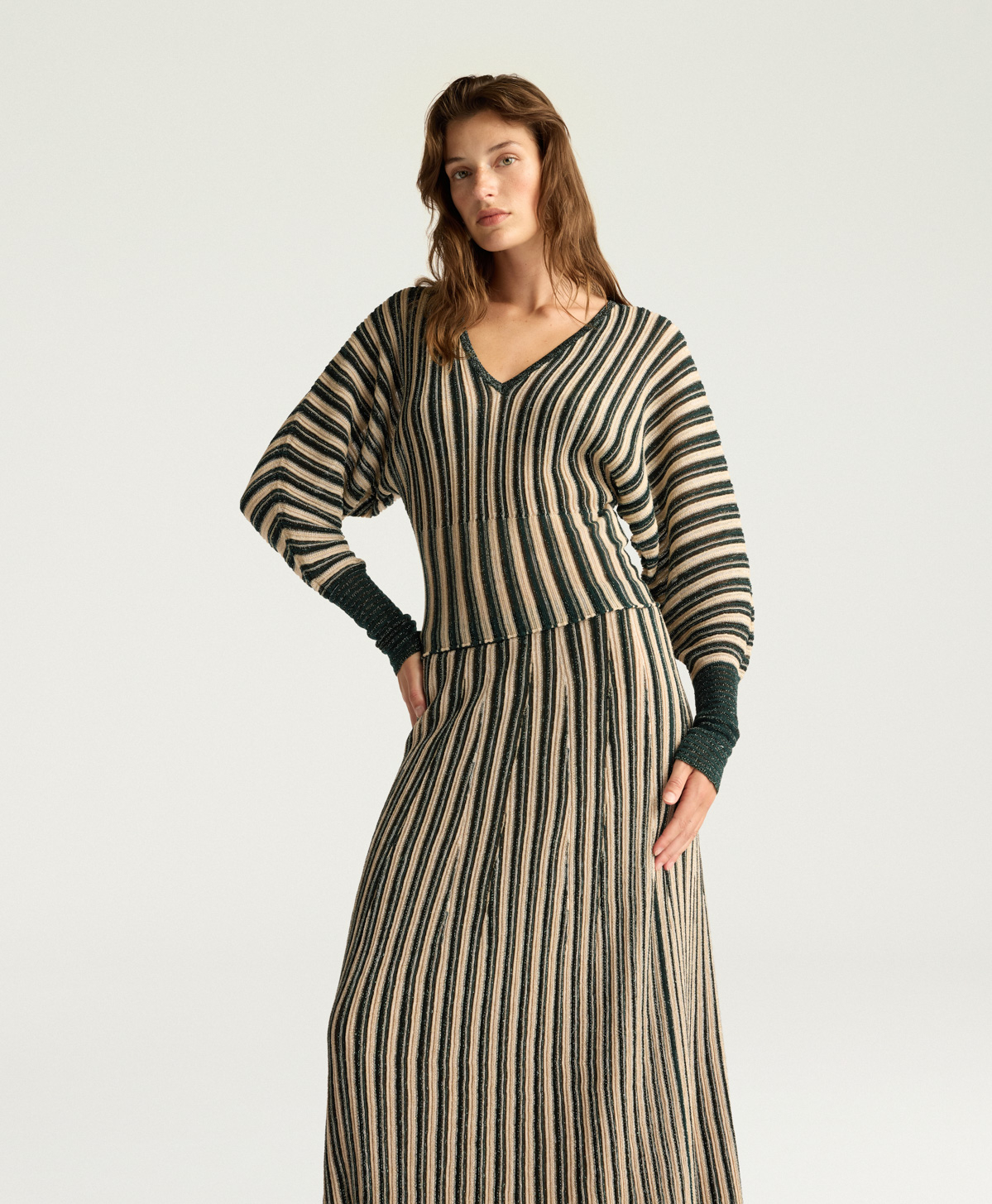 BASIL MULTISTRIPED LUREX TOP - CREAM MULTICOLOR - Momonì