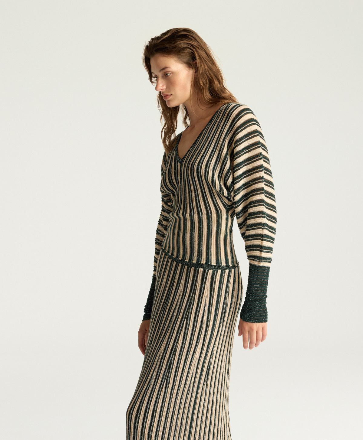 BASIL MULTISTRIPED LUREX TOP - CREAM MULTICOLOR - Momonì