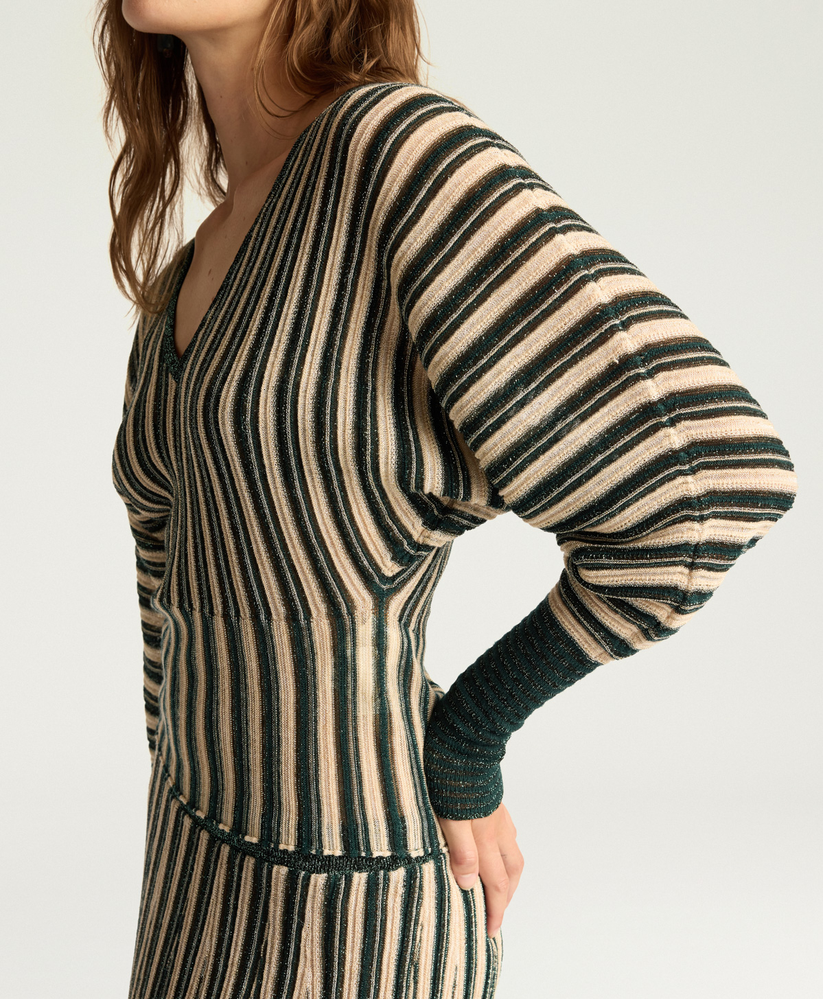 BASIL MULTISTRIPED LUREX TOP - CREAM MULTICOLOR - Momonì
