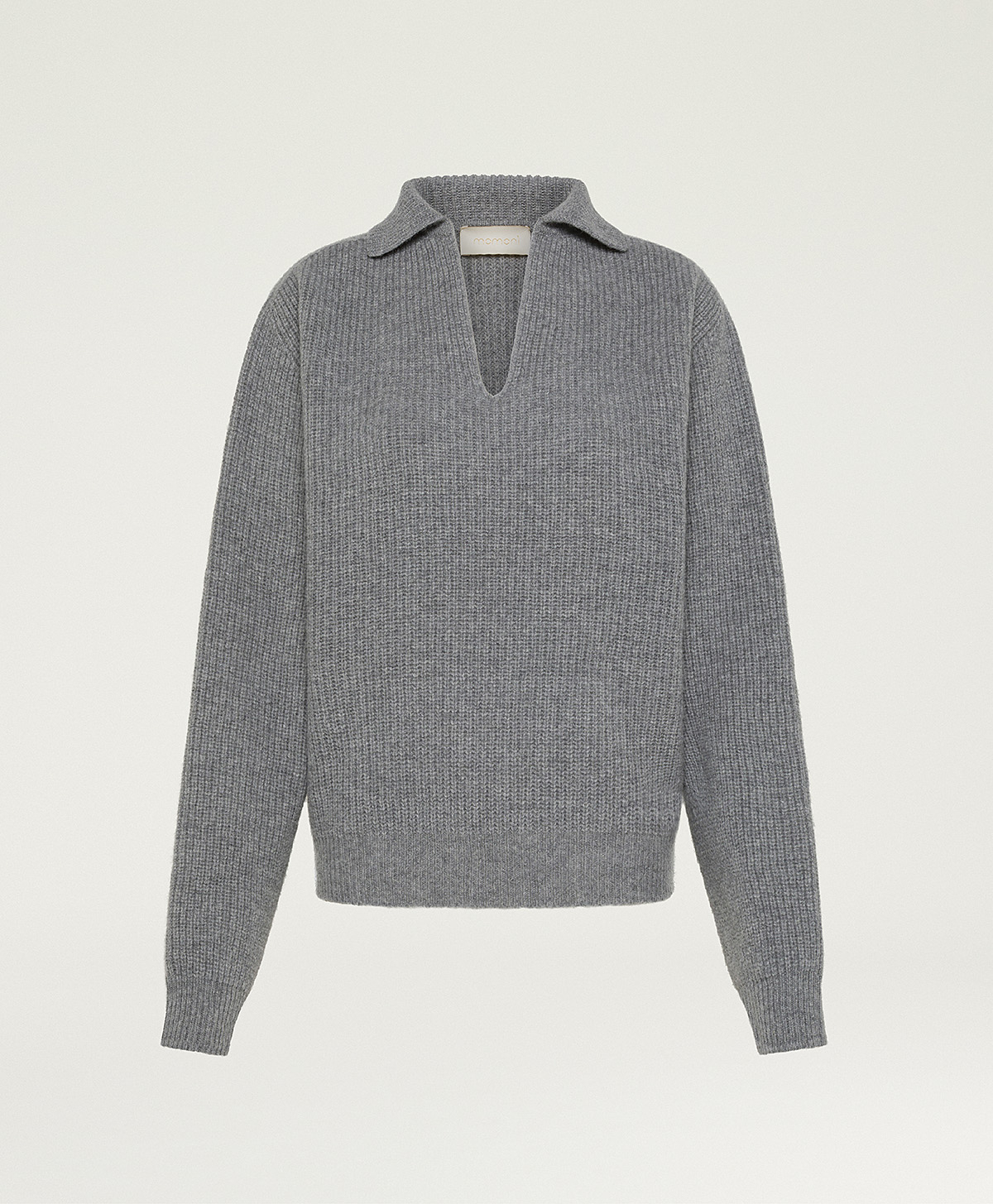 TRICOT PEONY EN LAINE MÉLANGÉE CACHEMIRE - GRIS CLAIR MÉLANGÉ - Momonì