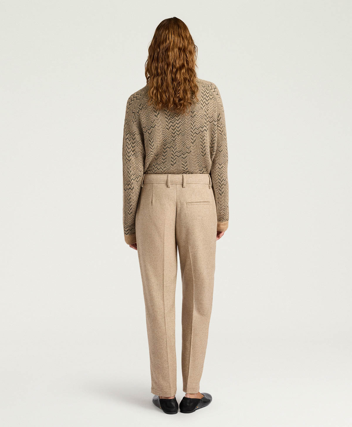 MATTHIEU PANTS IN CHEVRON WOOL - BEIGE - Momonì