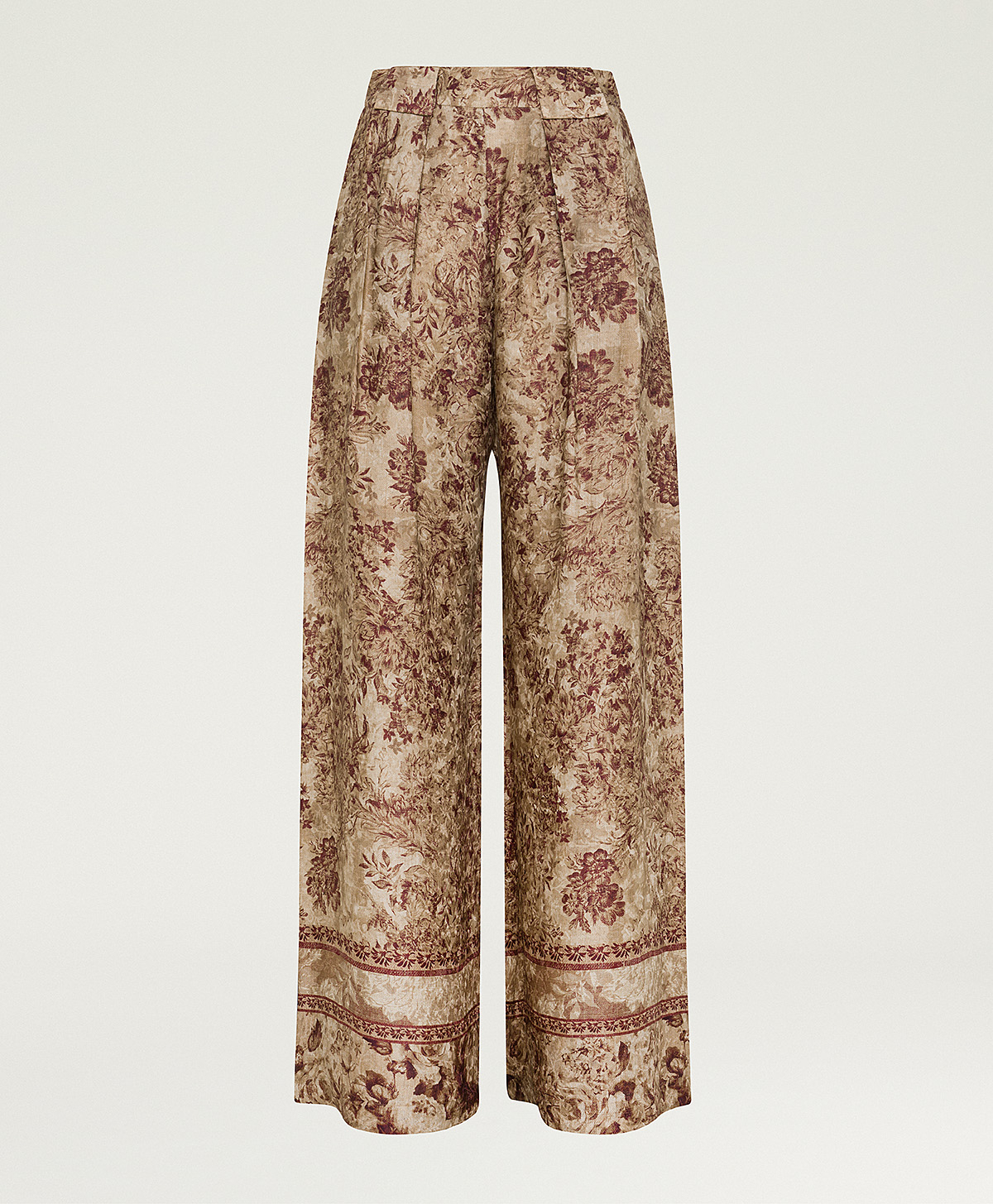 PANTALON ASPEN EN VISCOSE JACQUARD IMPRIMÉE - MULTICOLORE LIE-DE-VIN - Momonì