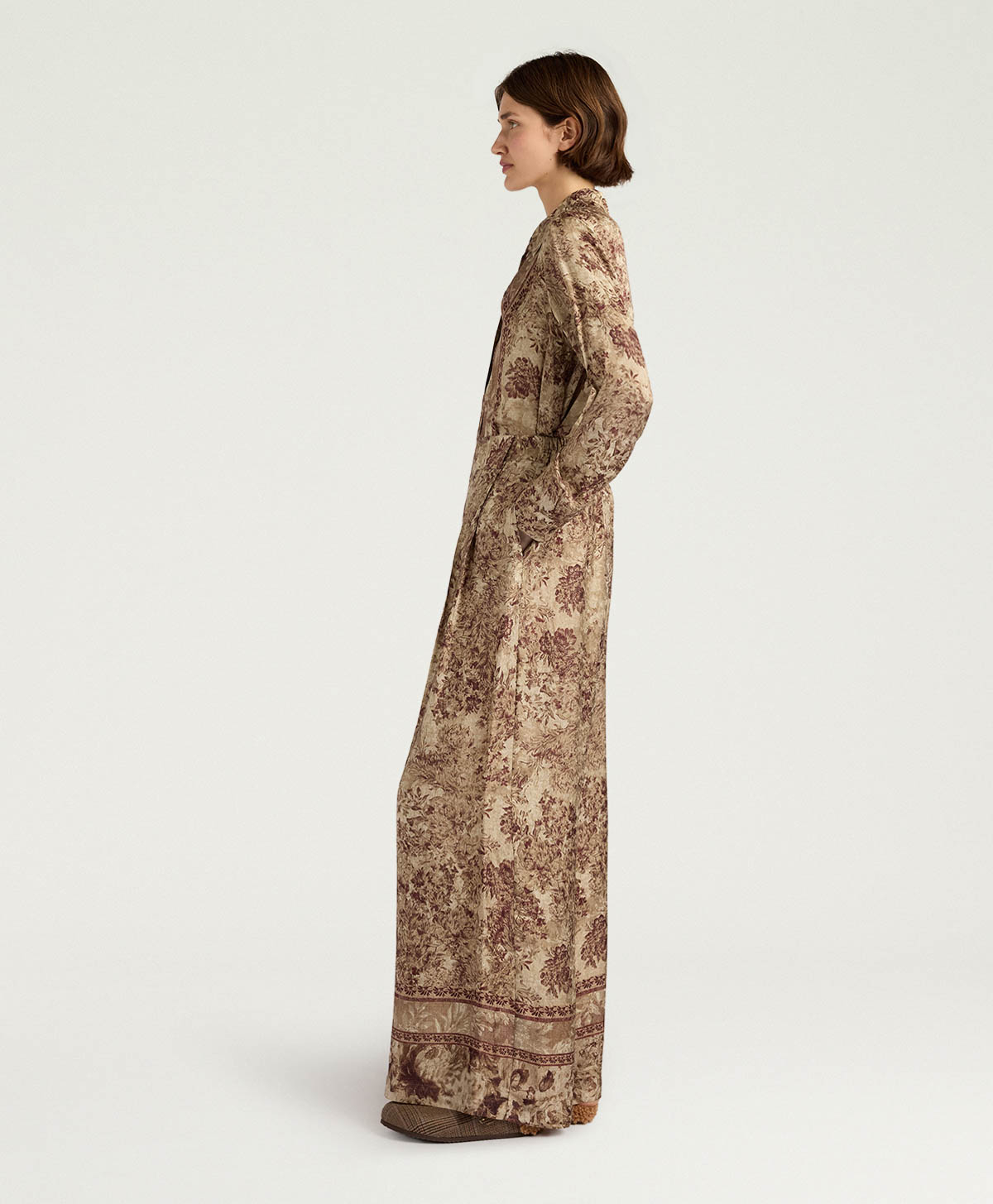 ASPEN PANTS IN PRINTED JACQUARD VISCOSE - BURGUNDY MULTICOLOR - Momonì