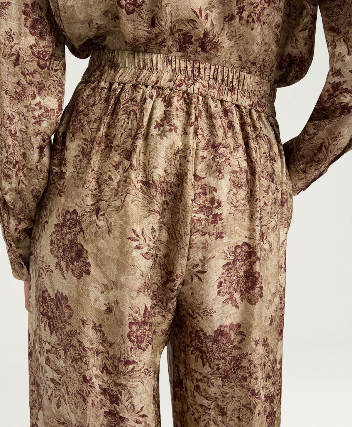 ASPEN PANTS IN PRINTED JACQUARD VISCOSE - BURGUNDY MULTICOLOR - Momonì
