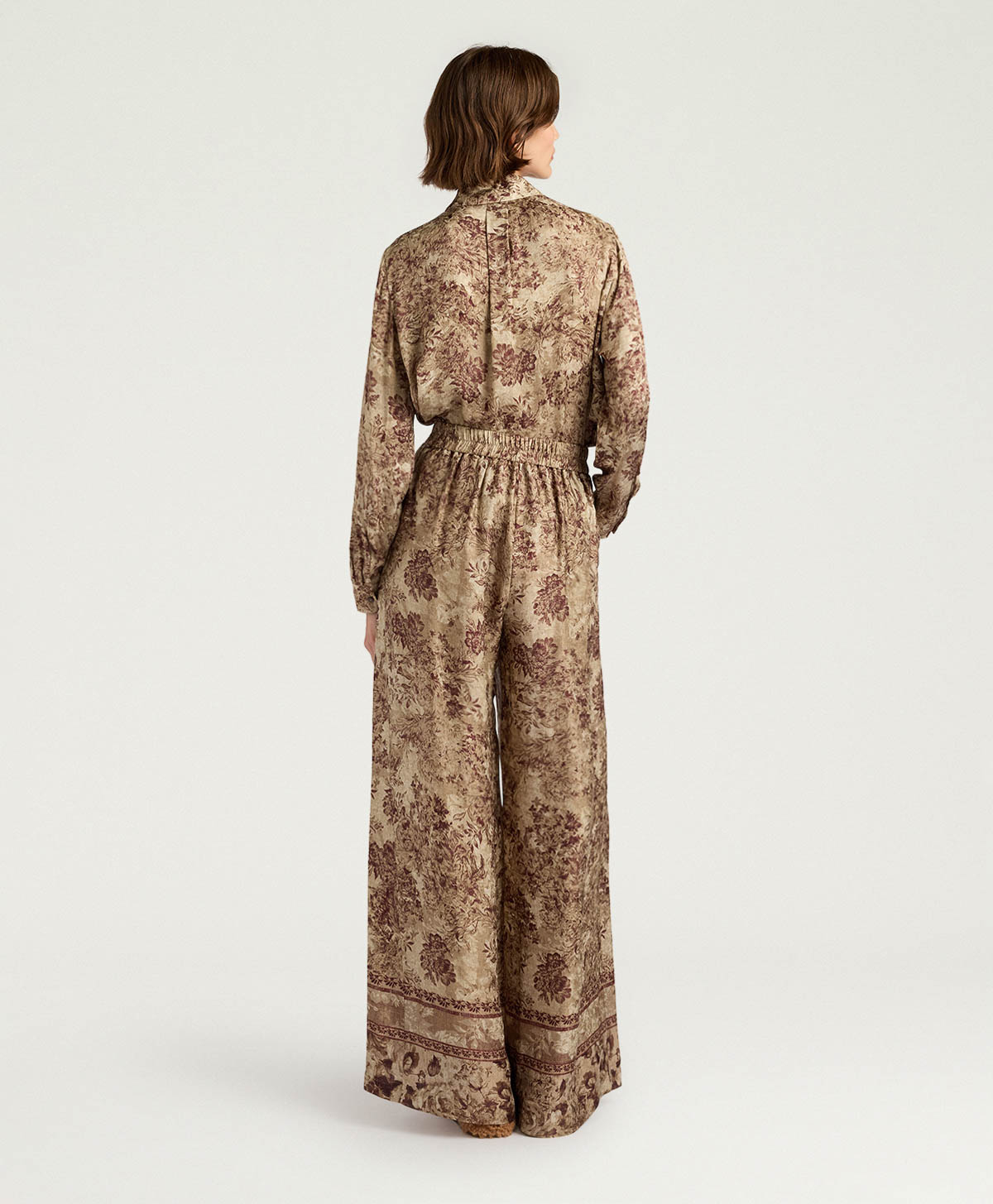 ASPEN PANTS IN PRINTED JACQUARD VISCOSE - BURGUNDY MULTICOLOR - Momonì