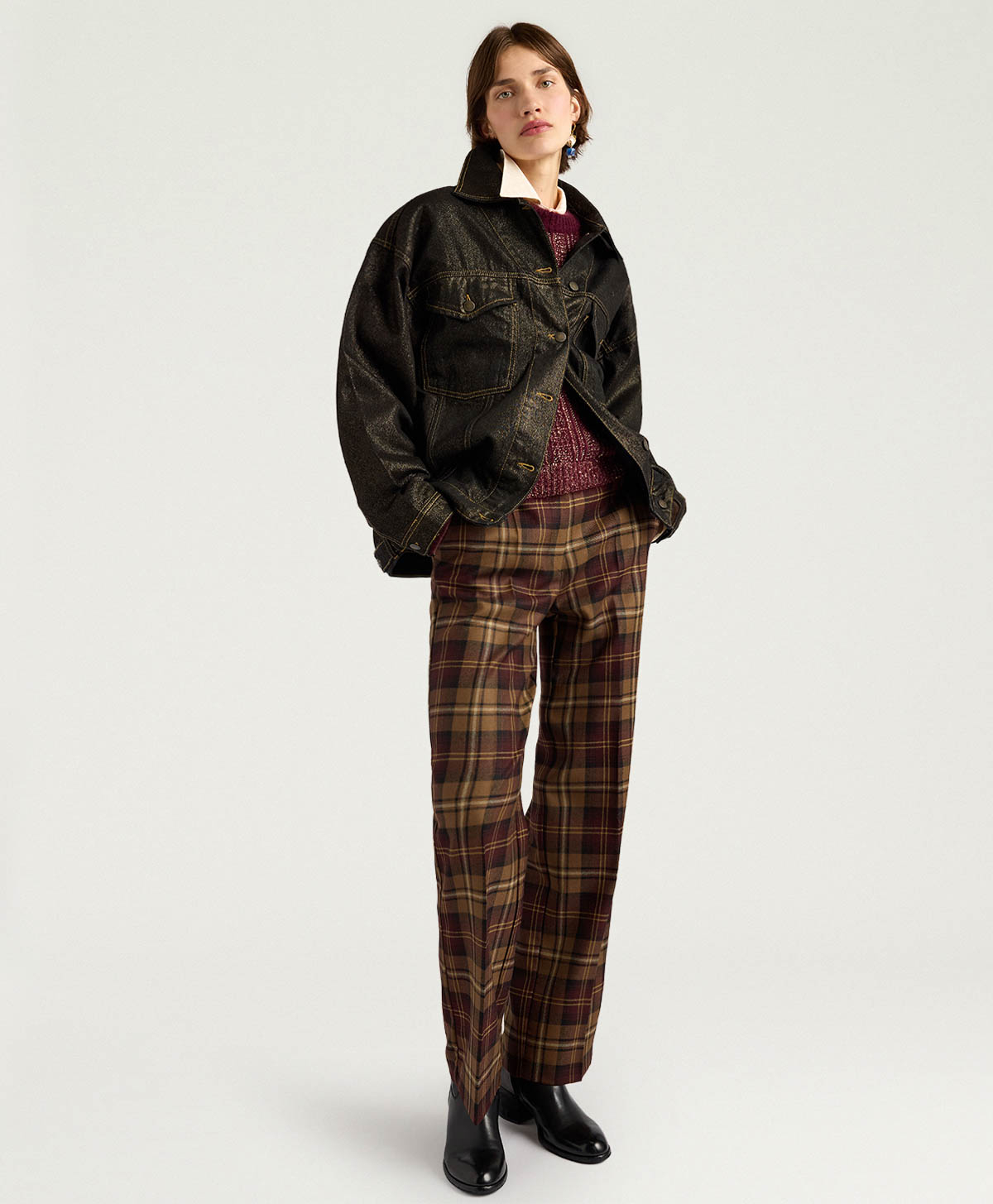 PANTALONI MILTON IN TWILL DI LANA - MULTICOLOR VINACCIA - Momonì