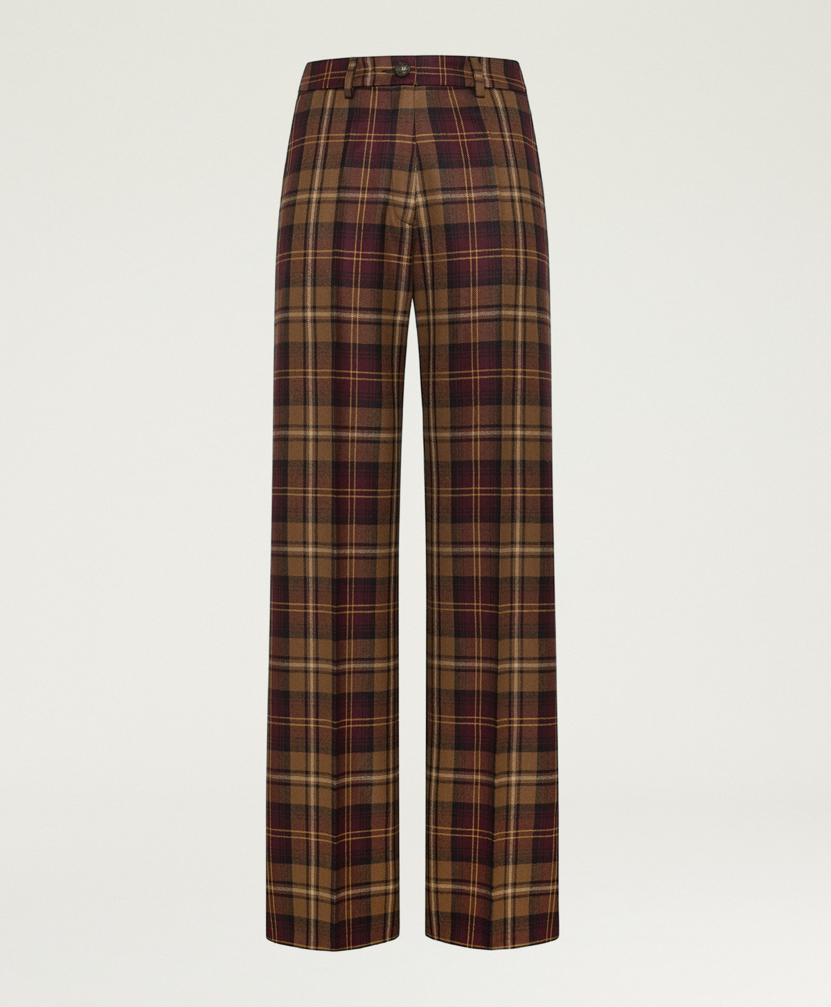 PANTALON MILTON EN SERGÉ DE LAINE TARTAN - MULTICOLORE LIE-DE-VIN - Momonì