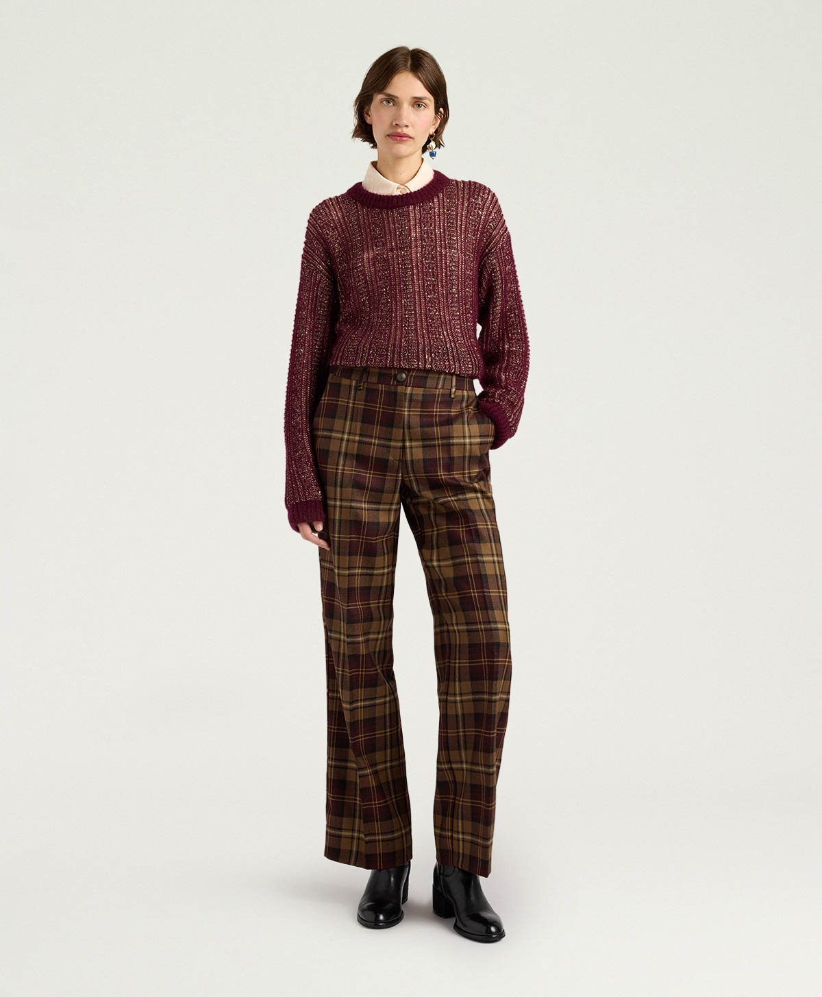 PANTALONI MILTON IN TWILL DI LANA - MULTICOLOR VINACCIA - Momonì