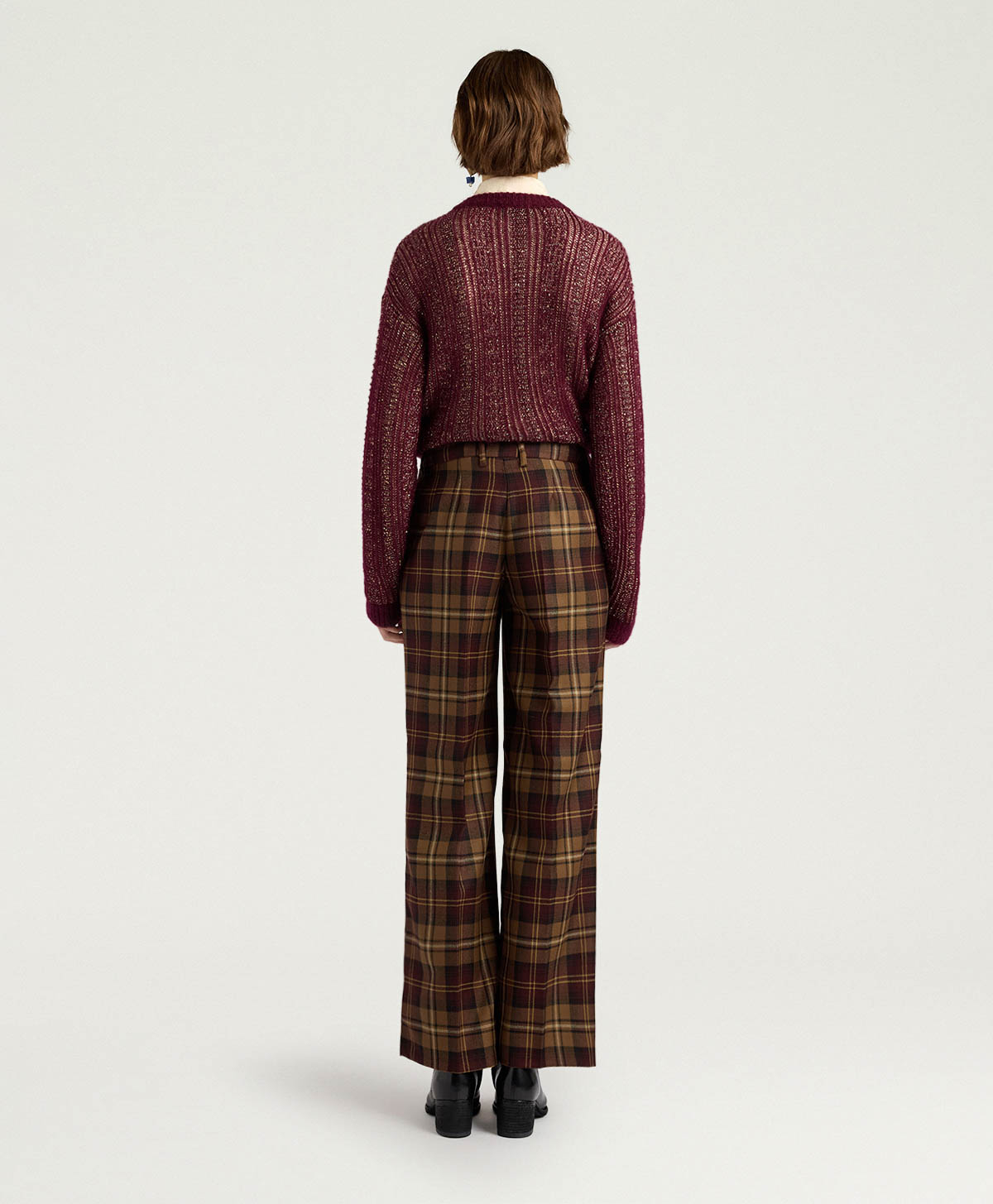 PANTALONI MILTON IN TWILL DI LANA - MULTICOLOR VINACCIA - Momonì