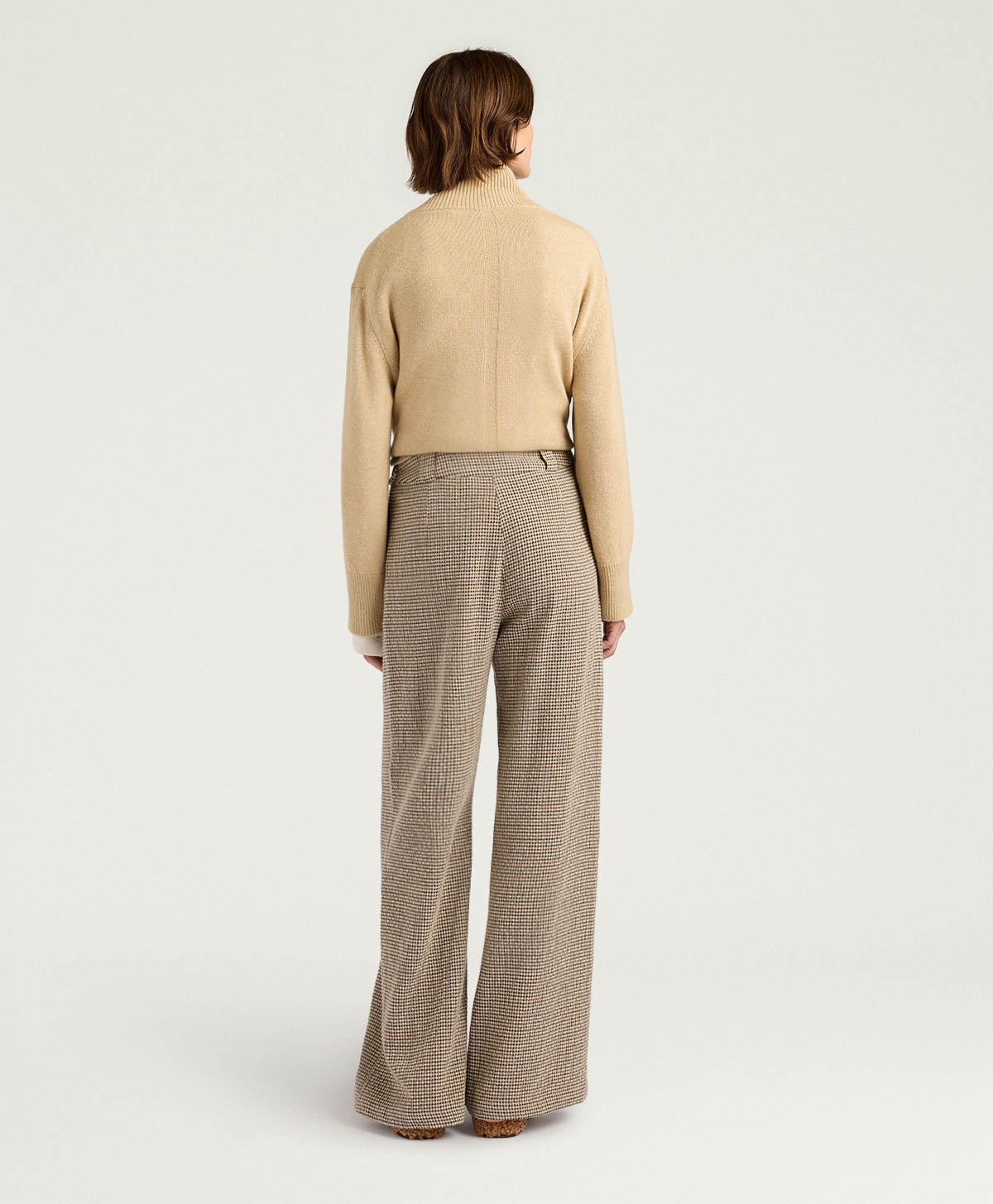 PANTALONI LANZAROTE BIS IN PIED DE POULE - BEIGE - Momonì