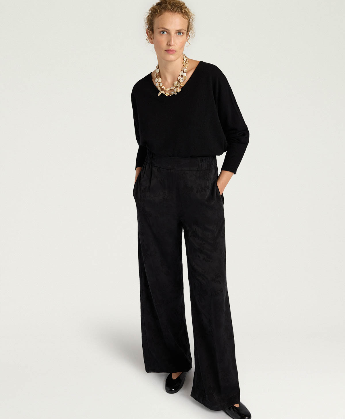 BACCARAT PANTS IN JACQUARD CUPRO - BLACK - Momonì