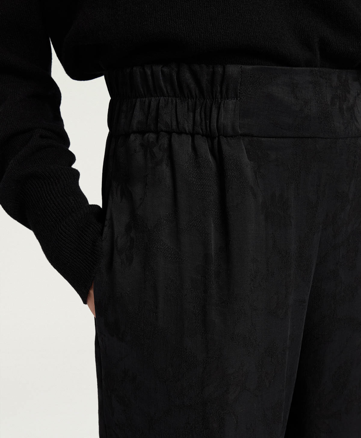 BACCARAT PANTS IN JACQUARD CUPRO - BLACK - Momonì