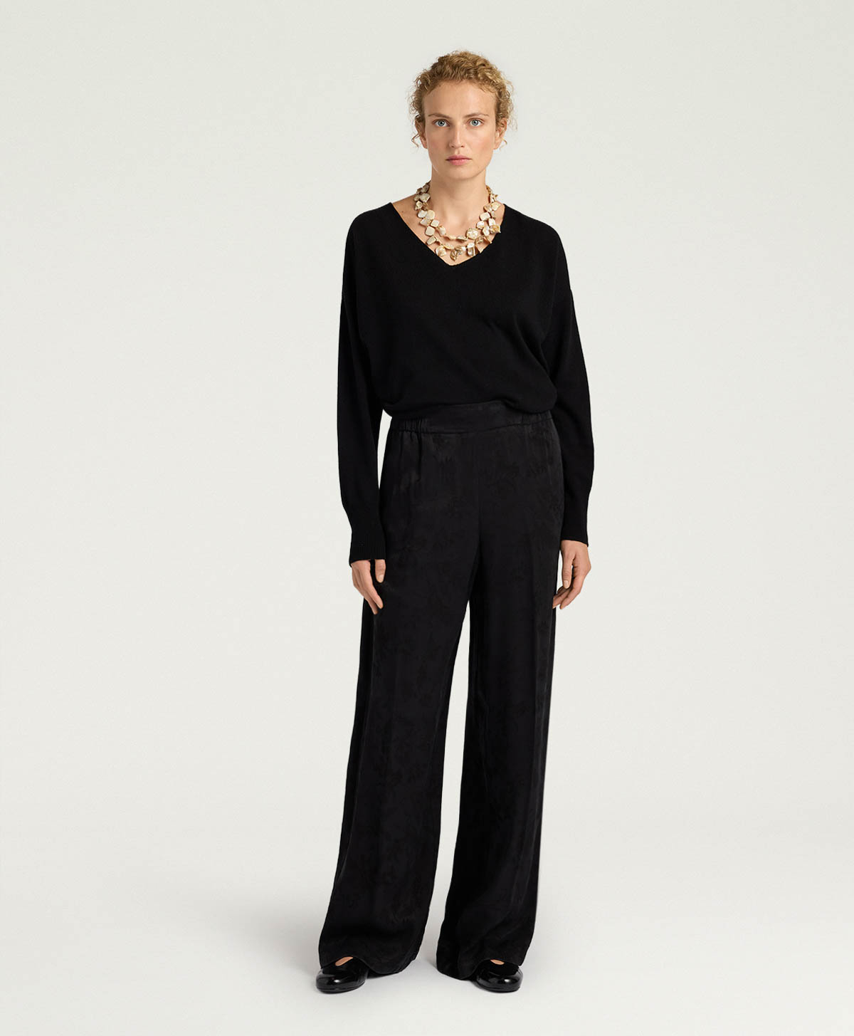 BACCARAT PANTS IN JACQUARD CUPRO - BLACK - Momonì