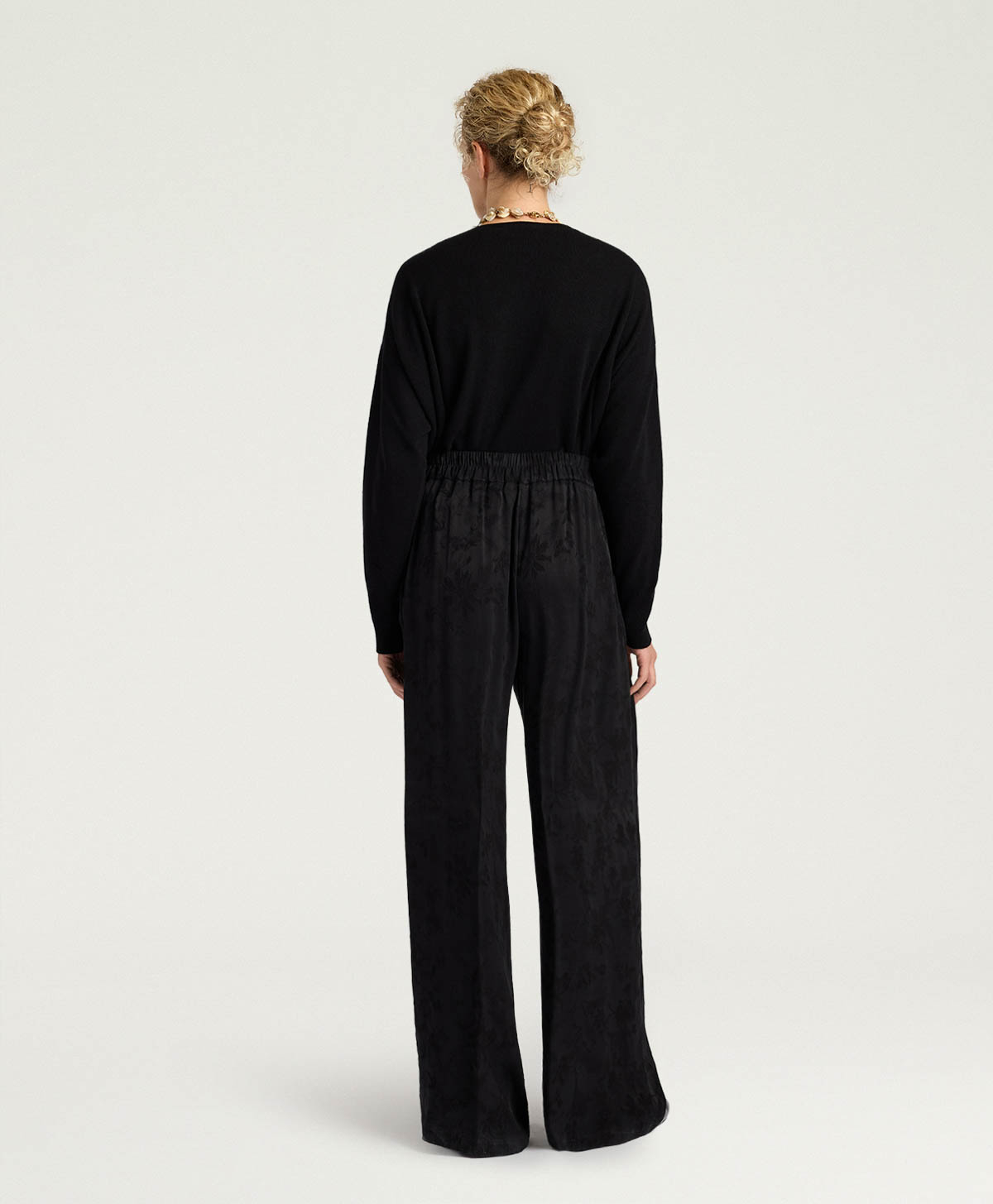 BACCARAT PANTS IN JACQUARD CUPRO - BLACK - Momonì