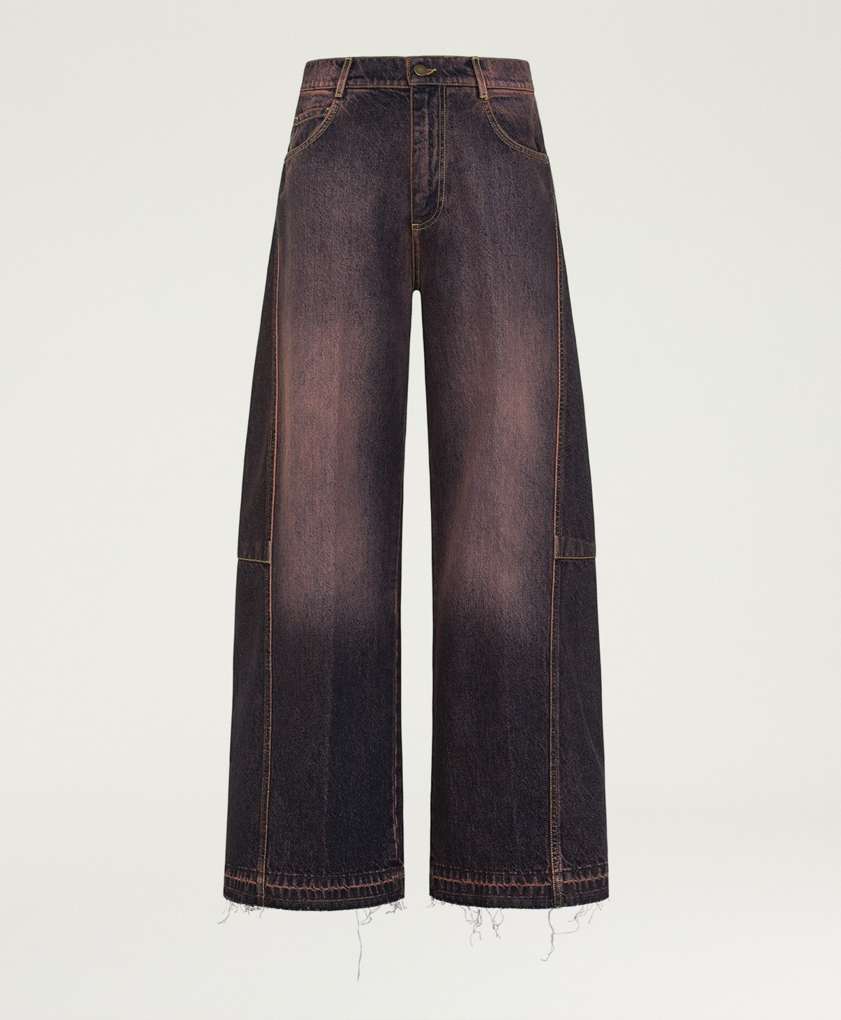 NOTTINGHAM PANTS IN 12 OZ STONE WASHED DENIM - WINE RED - Momonì