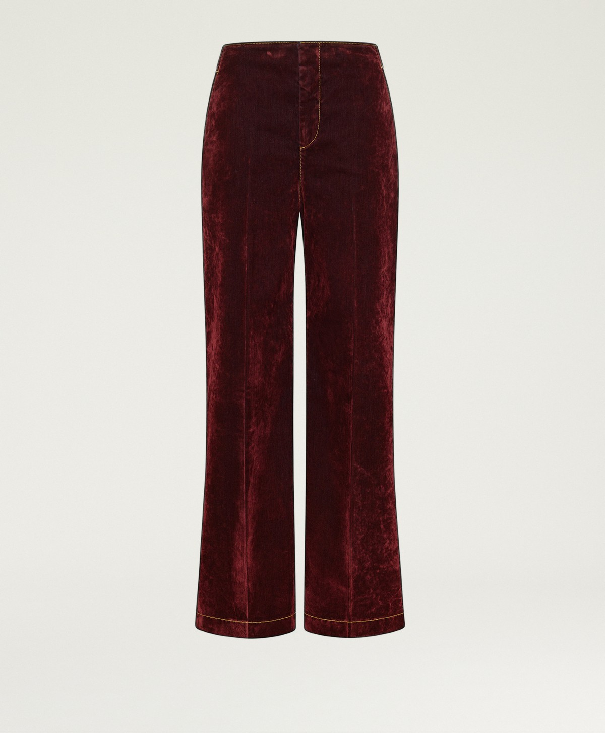 EDIMBURGO PANTS IN STRETCH FLOCKED DENIM - WINE RED - Momonì