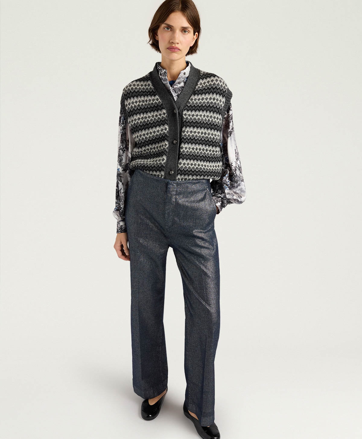EDIMBURGO PANTS IN 10 OZ LAMINATED DENIM - GUNMETAL GRAY - Momonì