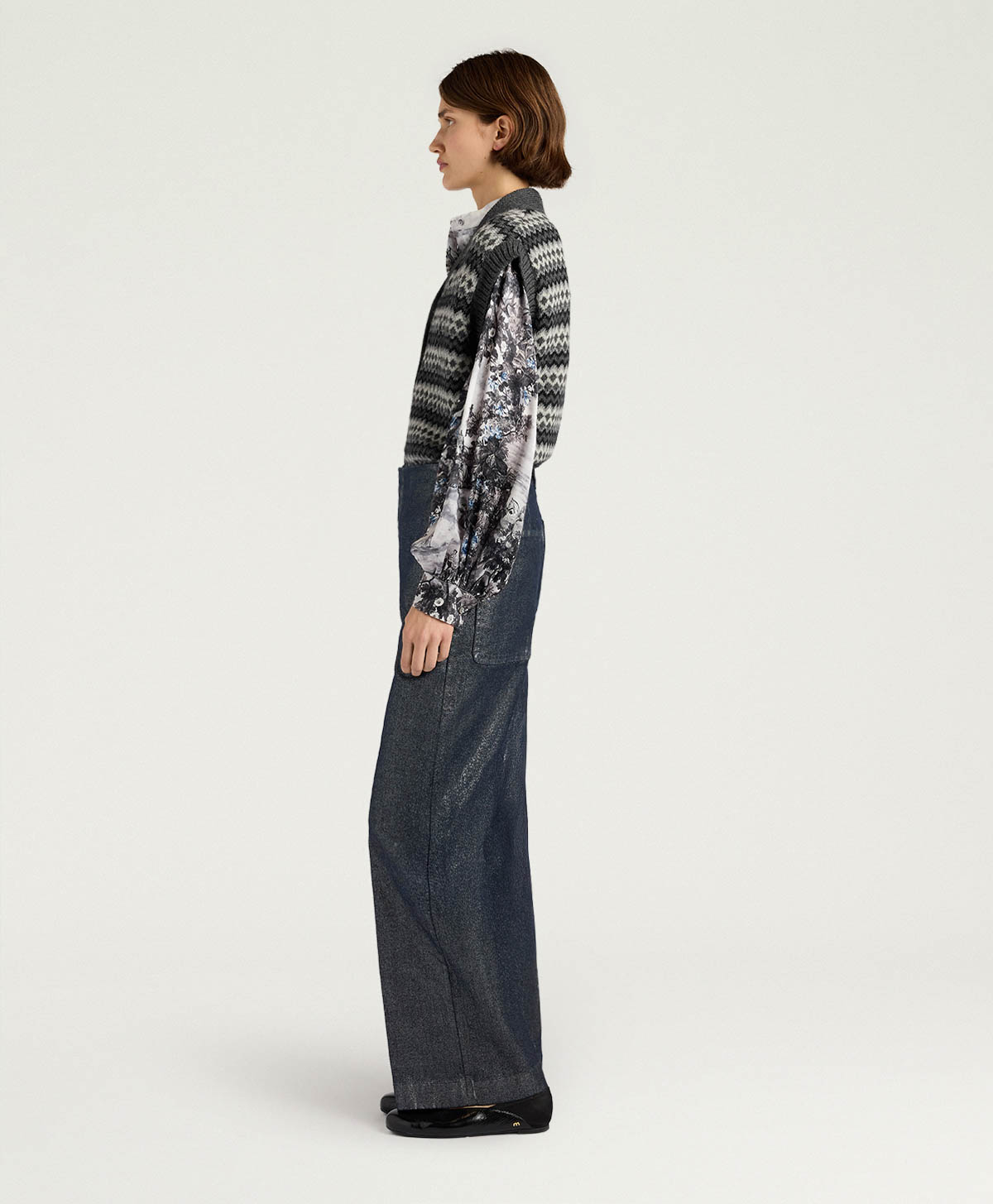 EDIMBURGO PANTS IN 10 OZ LAMINATED DENIM - GUNMETAL GRAY - Momonì