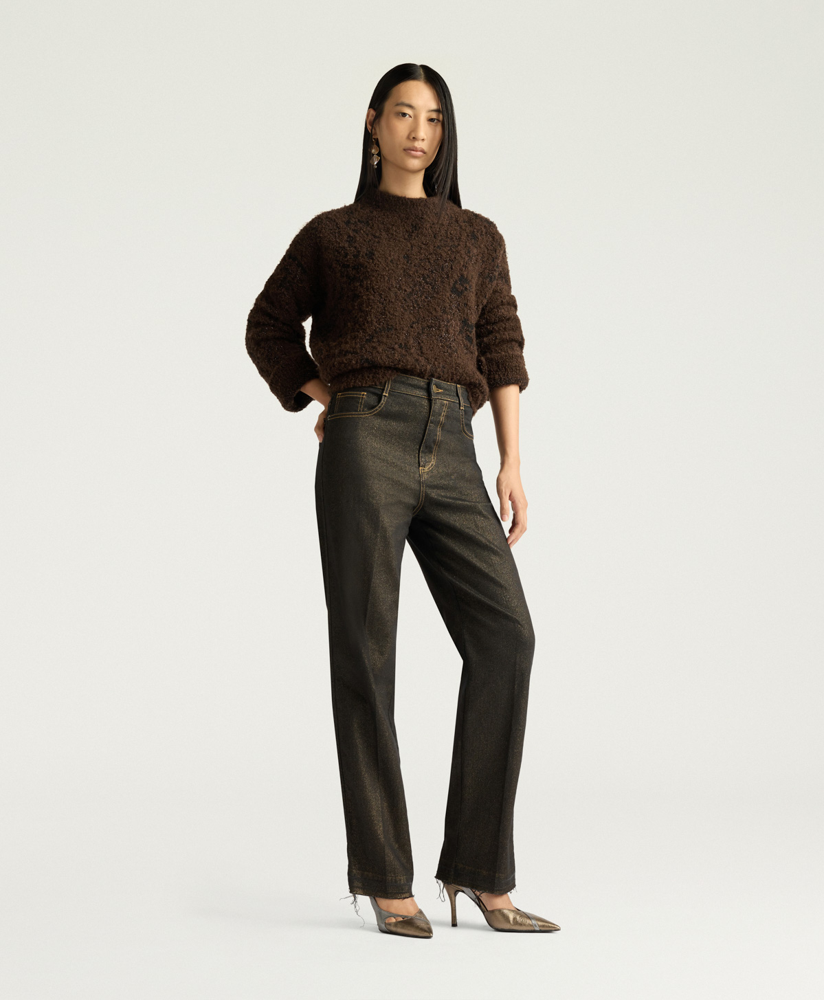 PANTALON KEATS EN DENIM LAMINÉ 10 OZ - OR - Momonì