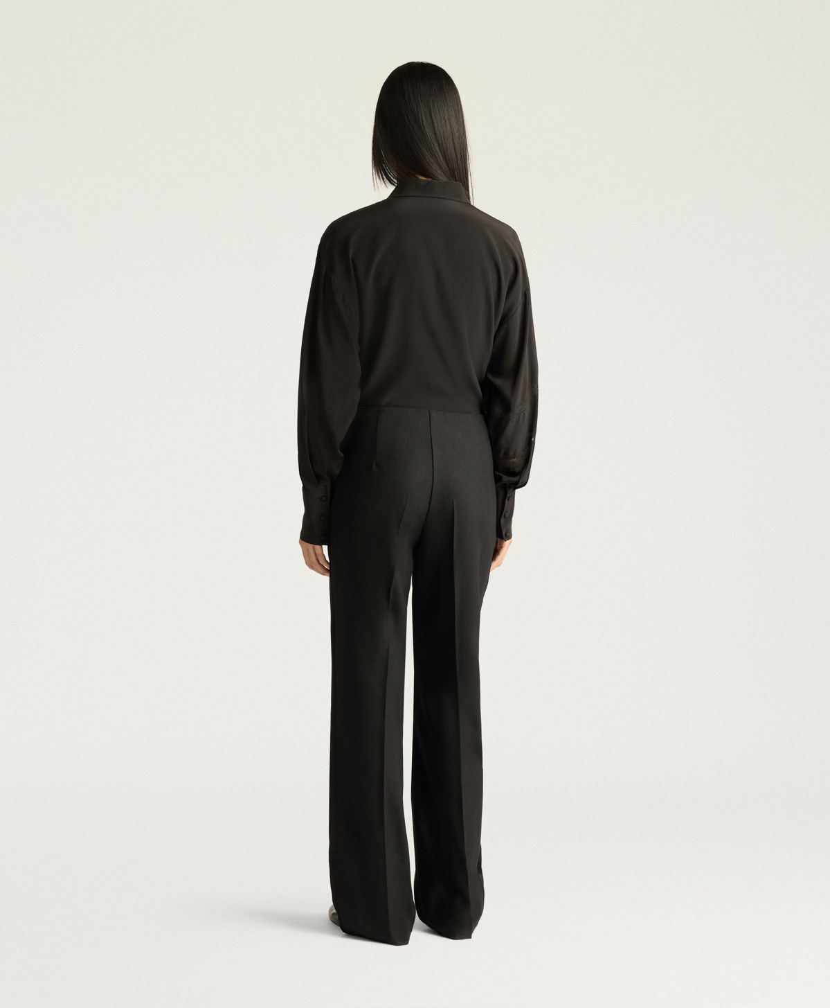 PANTALON BENJAMIN EN CHEVRON DE LAINE UNI - NOIR - Momonì