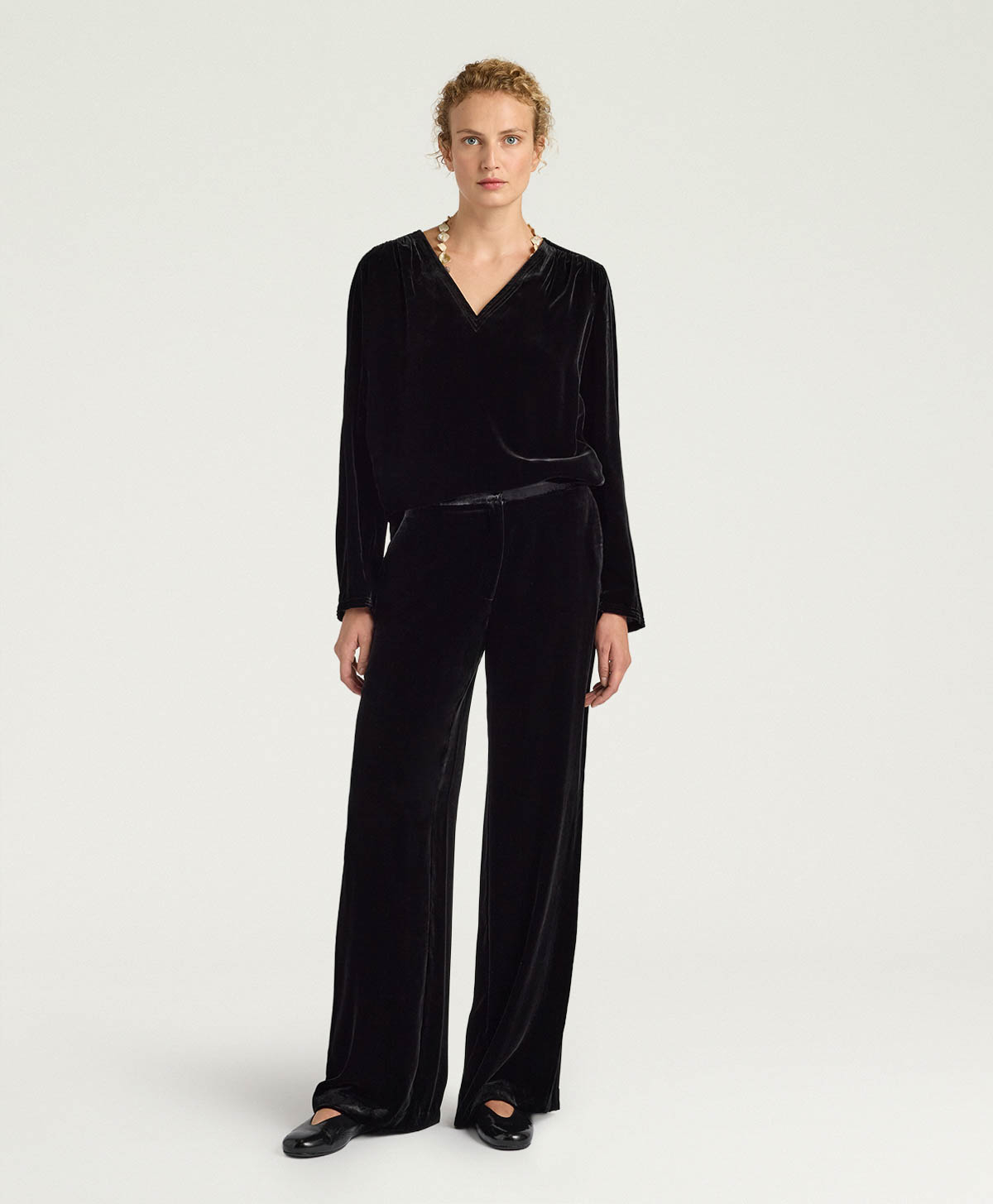 OLIVER PANTS IN SMOOTH VELVET - BLACK - Momonì