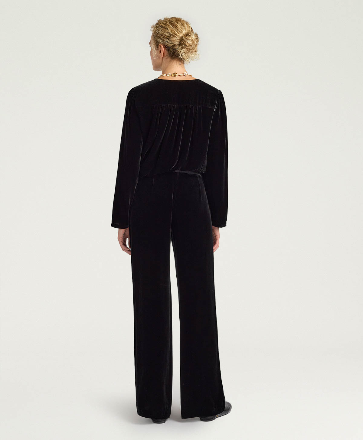OLIVER PANTS IN SMOOTH VELVET - BLACK - Momonì