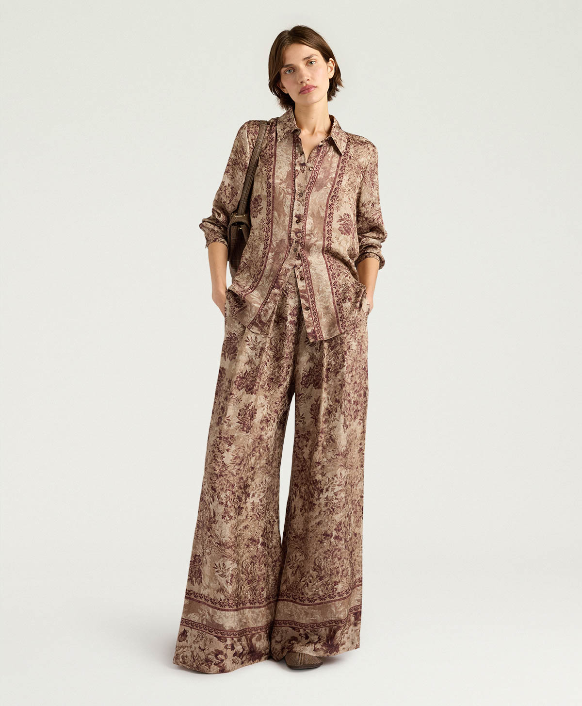 ARLES SHIRT IN PRINTED JACQUARD VISCOSE - BURGUNDY MULTICOLOR - Clothing - Momonì