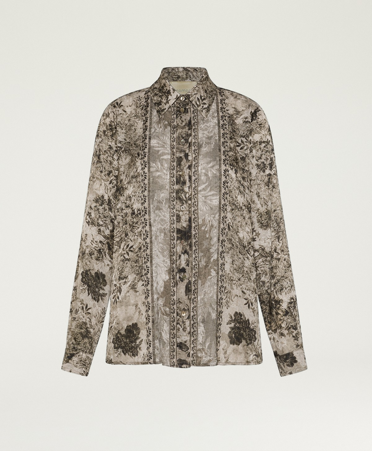 ARLES SHIRT IN PRINTED JACQUARD VISCOSE - DARK GREEN MULTICOLOR - Clothing - Momonì