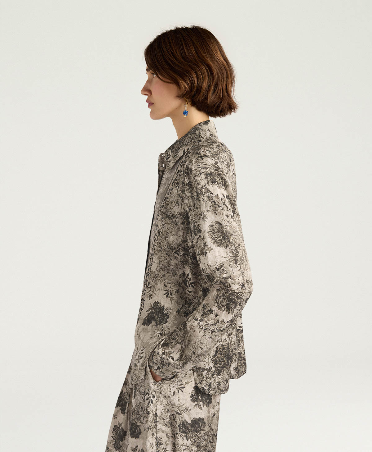 ARLES SHIRT IN PRINTED JACQUARD VISCOSE - DARK GREEN MULTICOLOR - Momonì