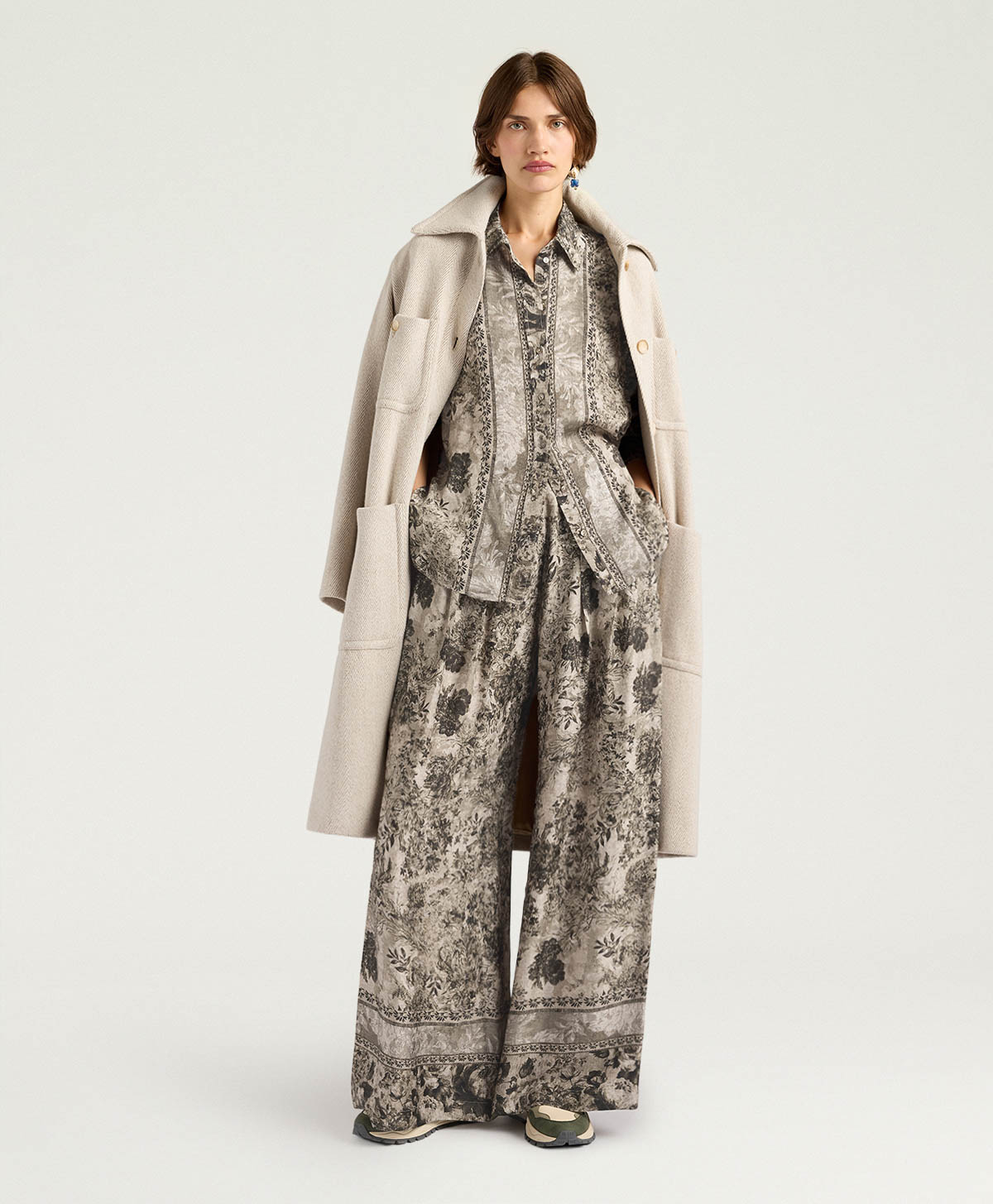 ARLES SHIRT IN PRINTED JACQUARD VISCOSE - DARK GREEN MULTICOLOR - Momonì