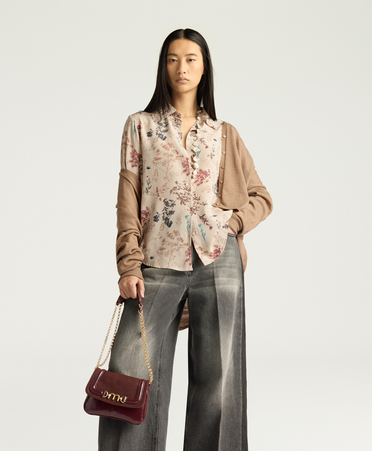 CHEMISIER MEUDON EN CRÊPE DE CHINE IMPRIMÉ - MULTICOLORE BEIGE - Momonì