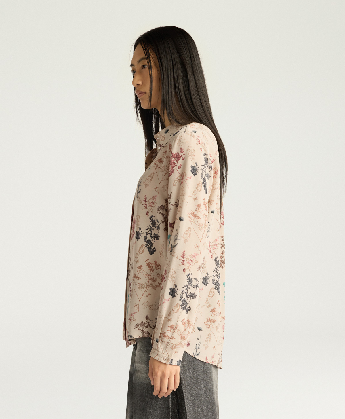CHEMISIER MEUDON EN CRÊPE DE CHINE IMPRIMÉ - MULTICOLORE BEIGE - Momonì