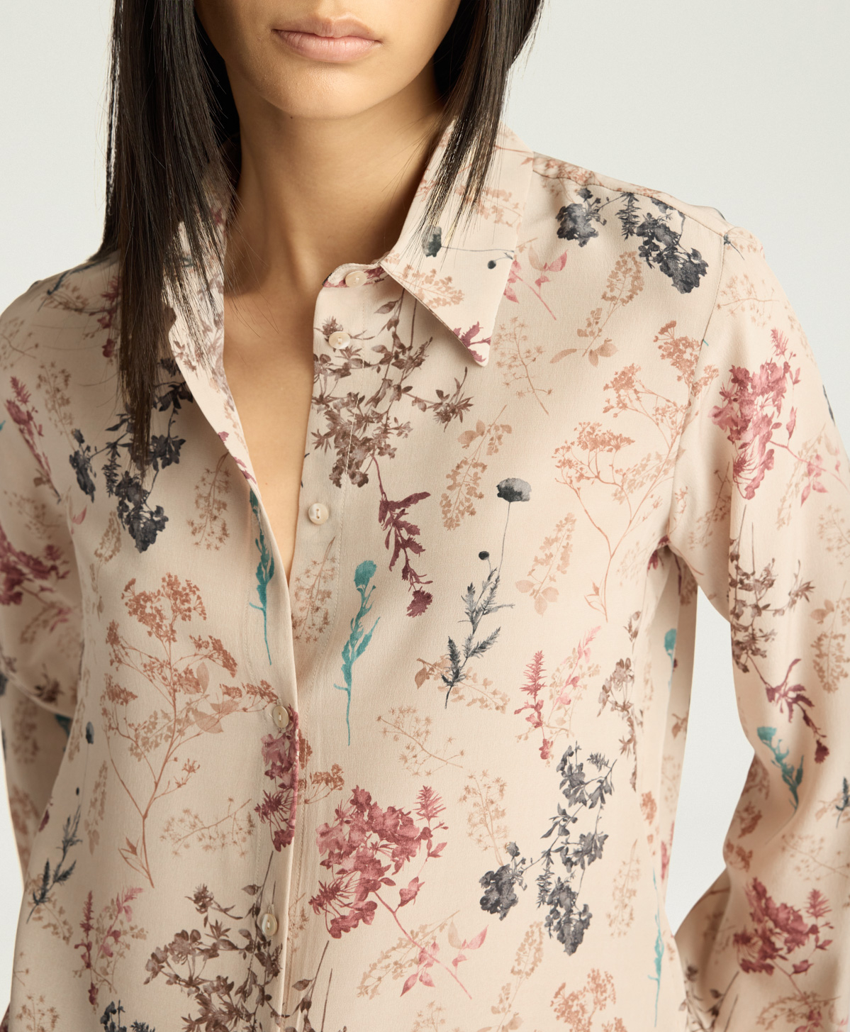 CHEMISIER MEUDON EN CRÊPE DE CHINE IMPRIMÉ - MULTICOLORE BEIGE - Momonì