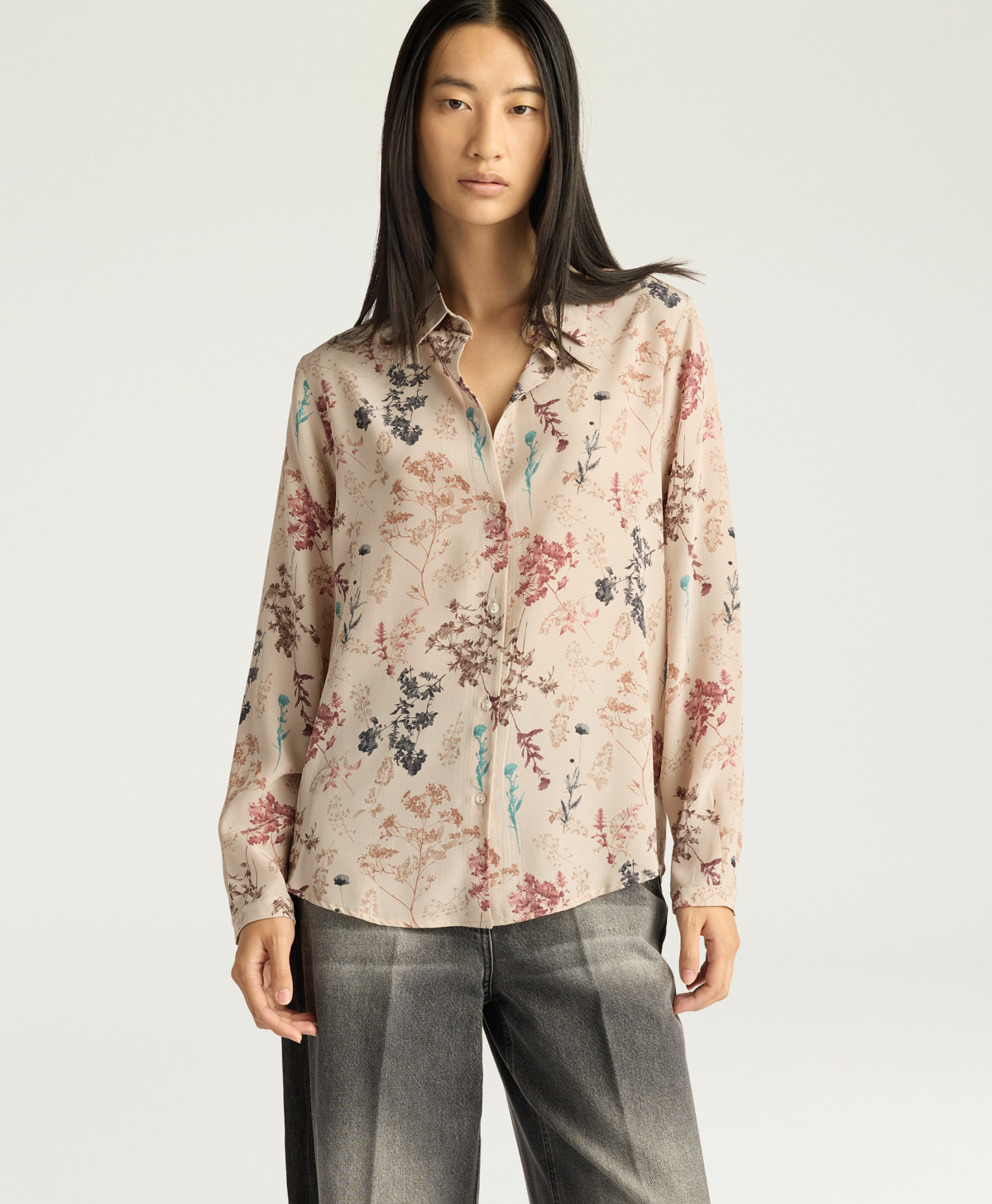 CHEMISIER MEUDON EN CRÊPE DE CHINE IMPRIMÉ - MULTICOLORE BEIGE - Momonì