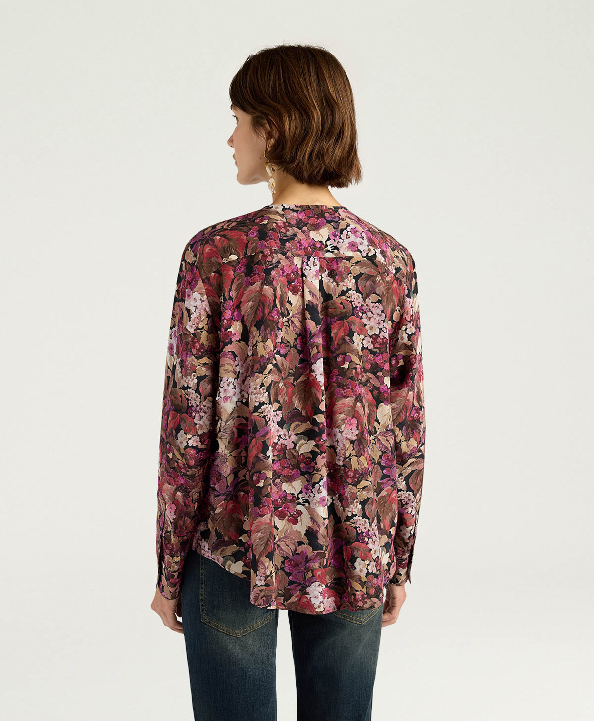 CHEMISIER DARUMA EN CRÊPE DE CHINE IMPRIMÉ - MULTICOLORE MAGENTA - Momonì