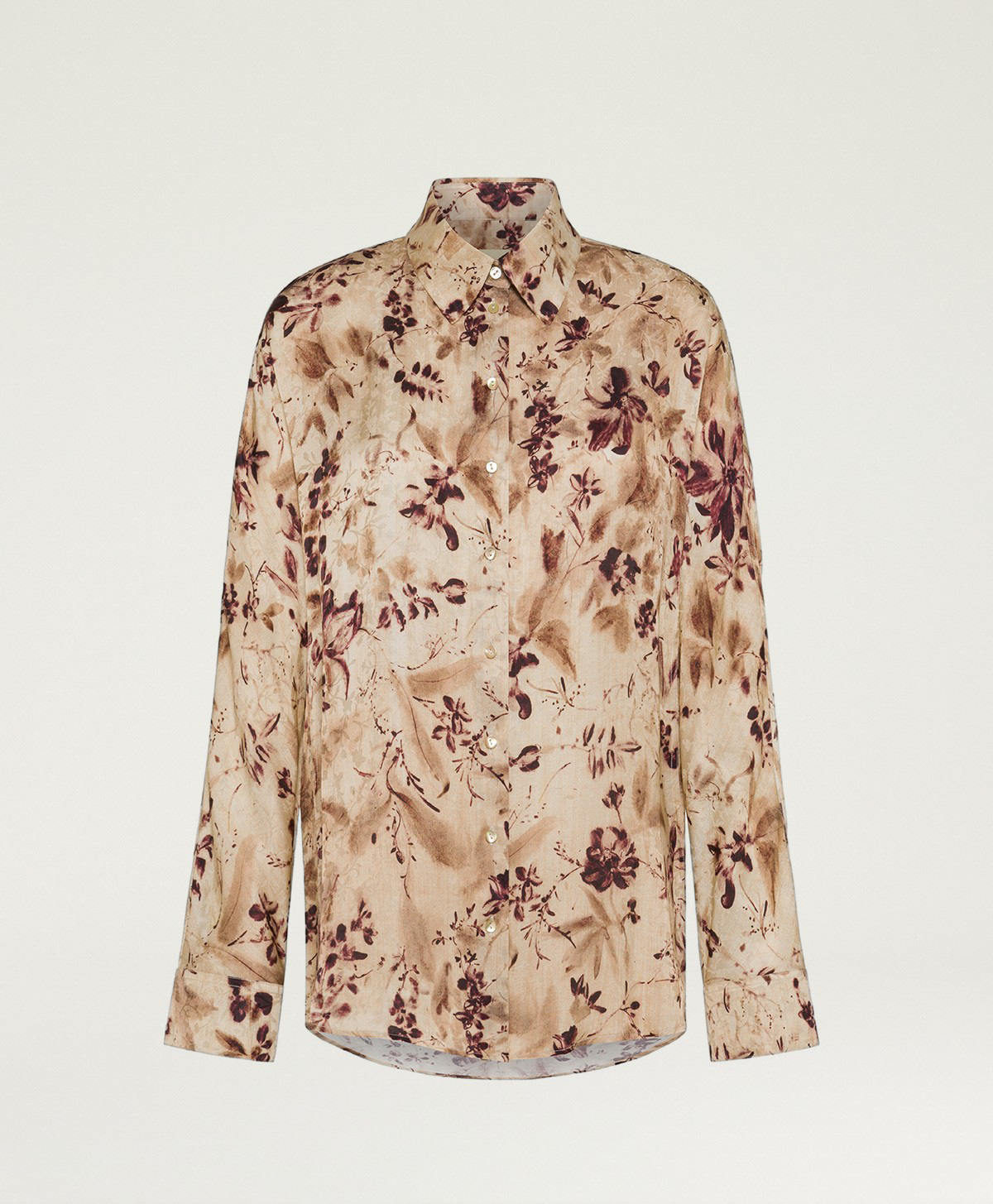 CHEMISIER ORCHID EN VISCOSE JACQUARD IMPRIMÉE - MULTICOLORE BORDEAUX - Momonì