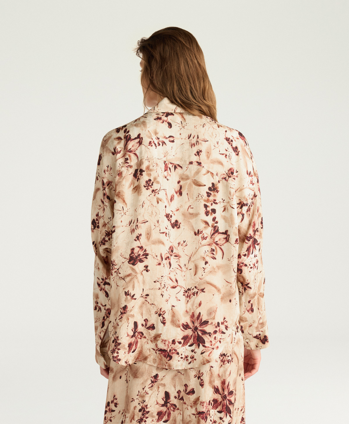 CHEMISIER ORCHID EN VISCOSE JACQUARD IMPRIMÉE - MULTICOLORE BORDEAUX - Momonì