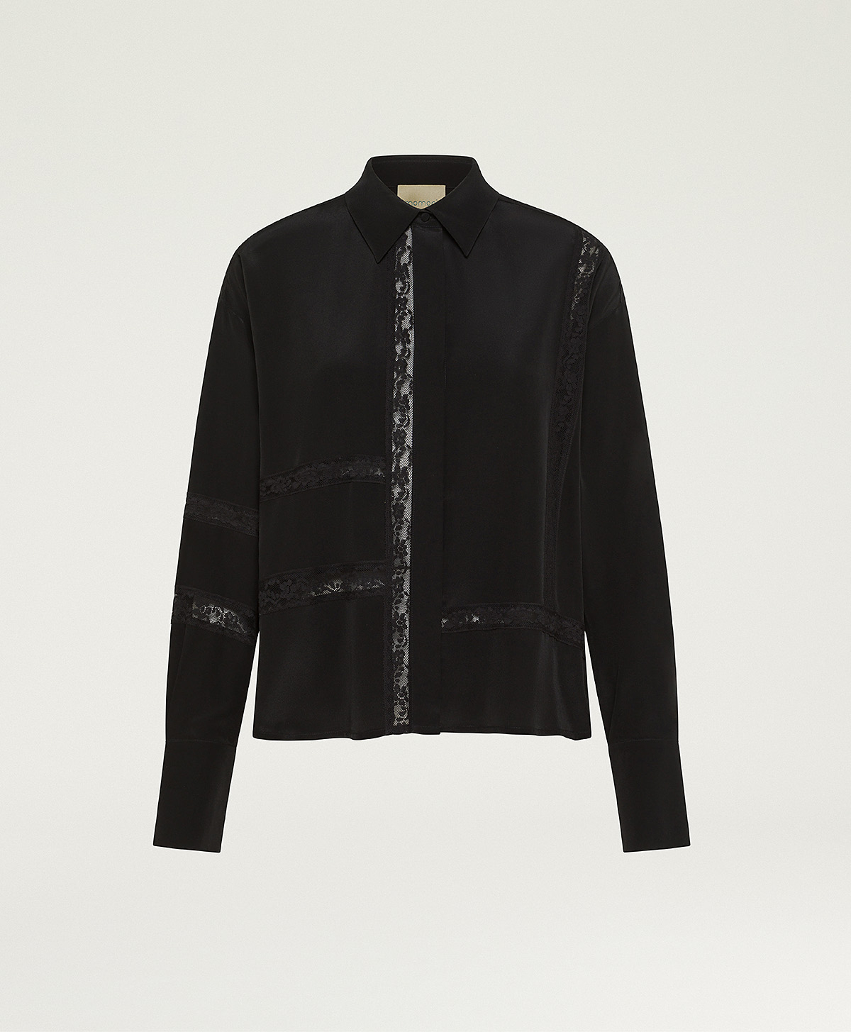 KATE SHIRT IN SOLID COLOUR SILK - BLACK - Momonì