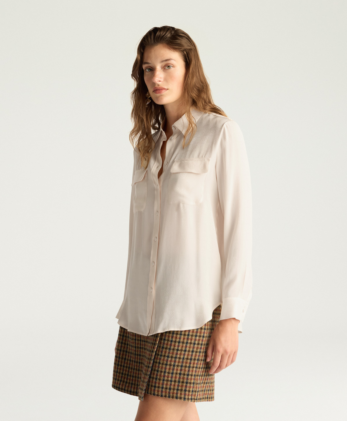 CHEMISIER ELIAS EN ACÉTATE SOIE JACQUARD - ROSE CLAIR - Momonì
