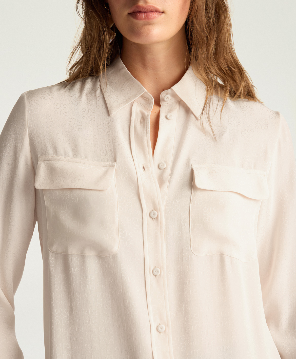 CHEMISIER ELIAS EN ACÉTATE SOIE JACQUARD - ROSE CLAIR - Momonì