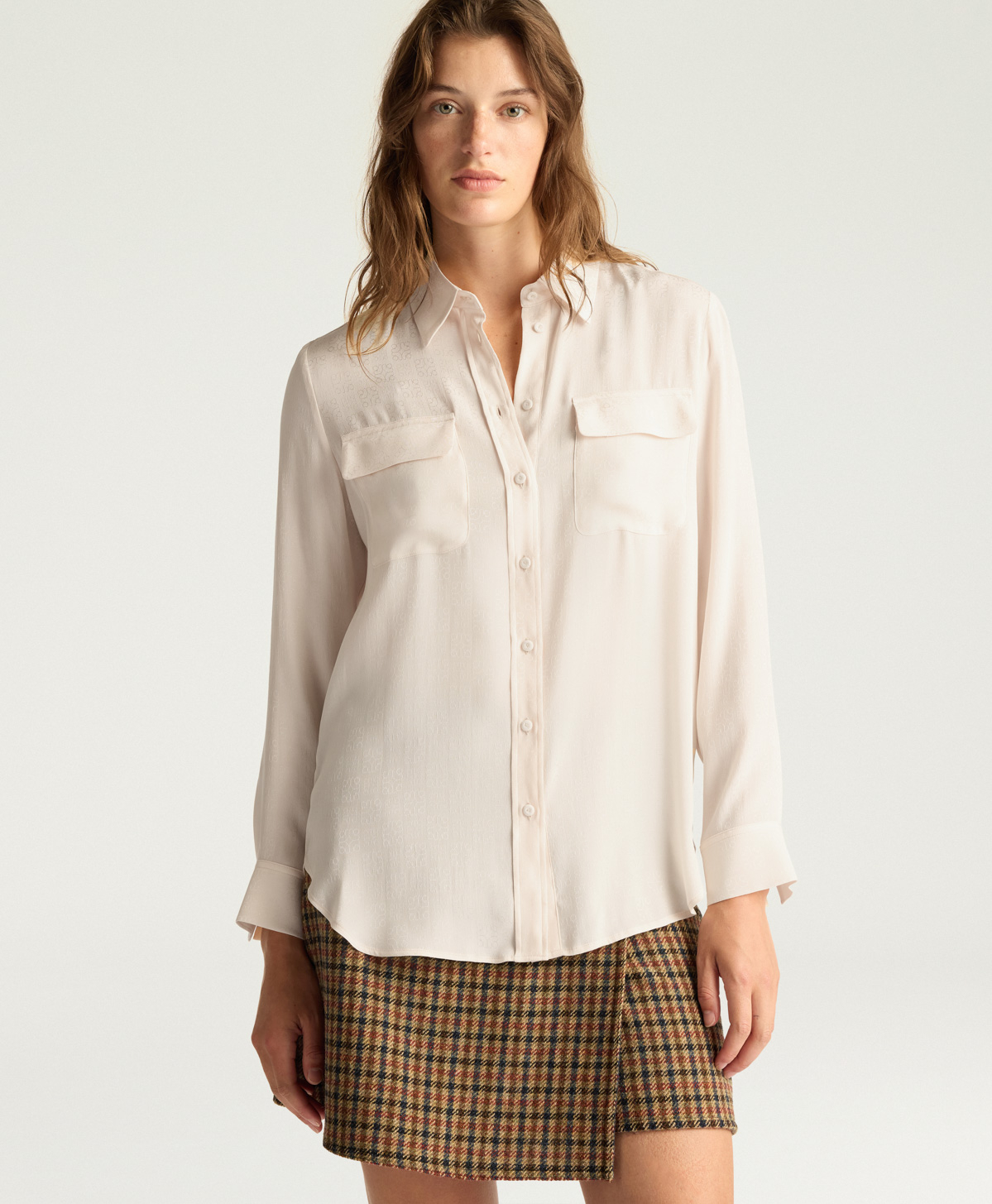 CHEMISIER ELIAS EN ACÉTATE SOIE JACQUARD - ROSE CLAIR - Momonì