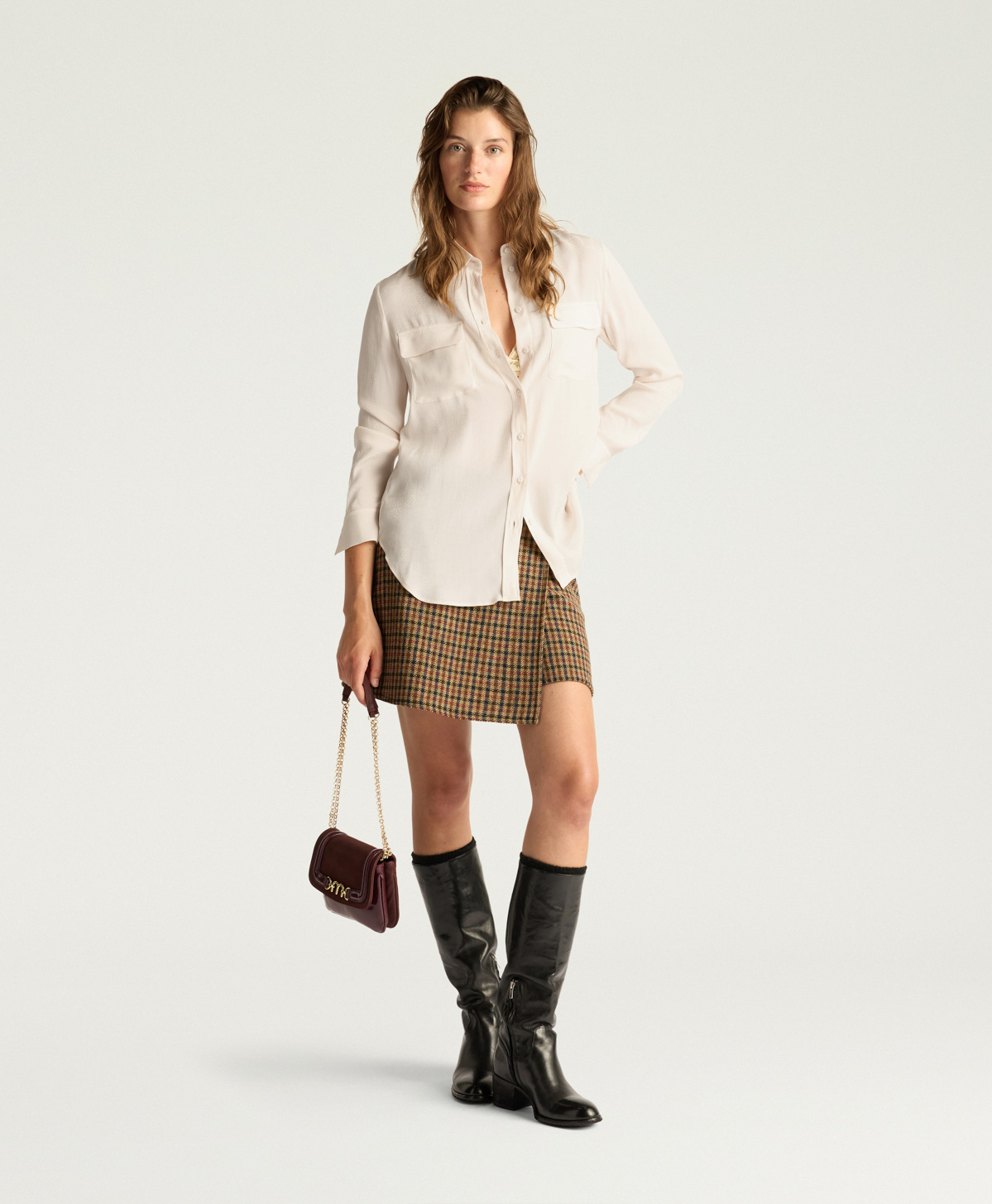 CHEMISIER ELIAS EN ACÉTATE SOIE JACQUARD - ROSE CLAIR - Momonì