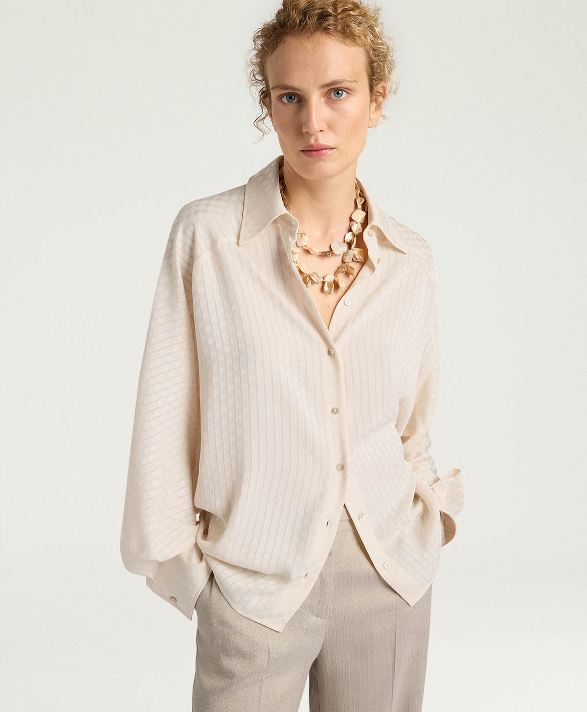 SAMUEL SHIRT IN JACQUARD - CREAM - Clothing - Momonì