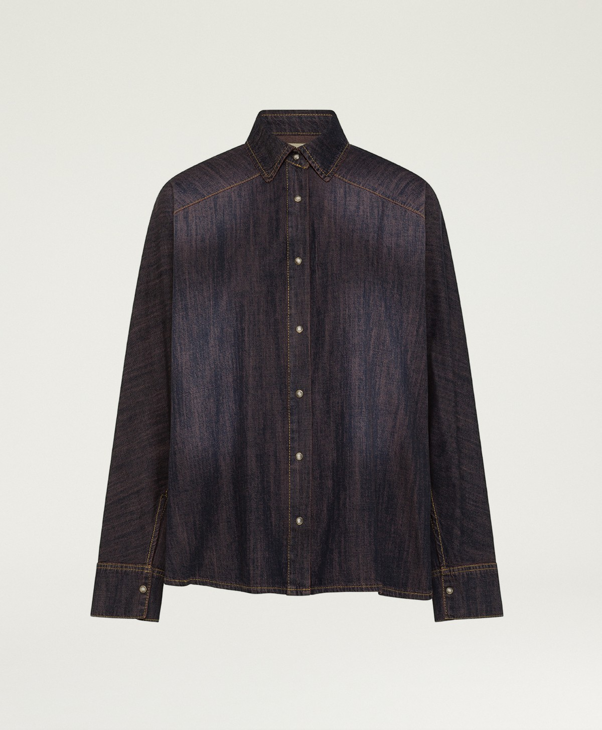 SAMUEL SHIRT IN 6 OZ STONE WASHED DENIM - WINE RED - Momonì
