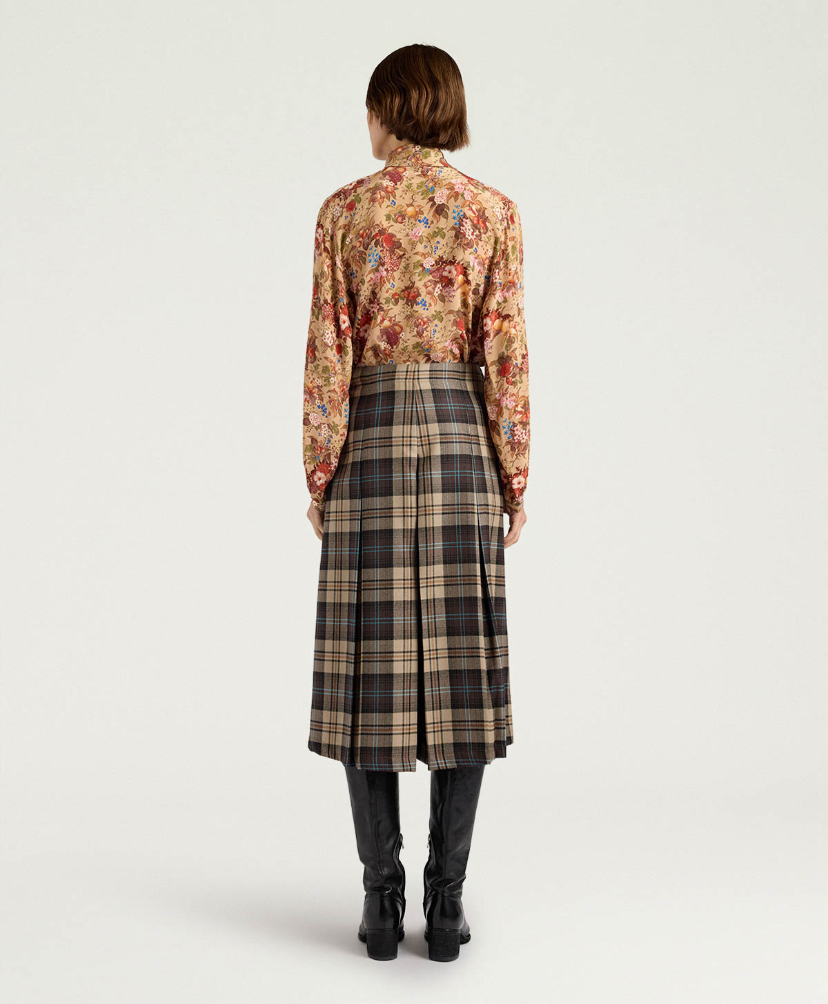 CATHERINE SKIRT IN WOOL TWILL - CHOCOLATE MULTICOLOR - Momonì