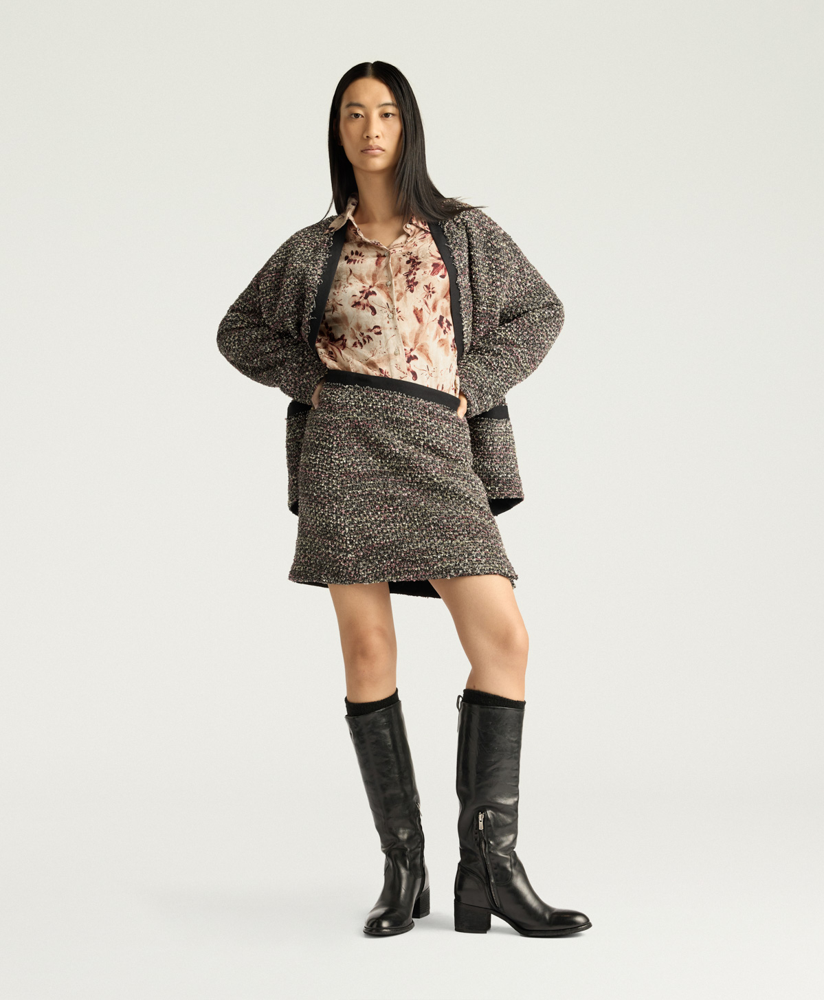 JUPE POCKY EN TWEED - MULTICOLORE NOIR - Clothing - Momonì