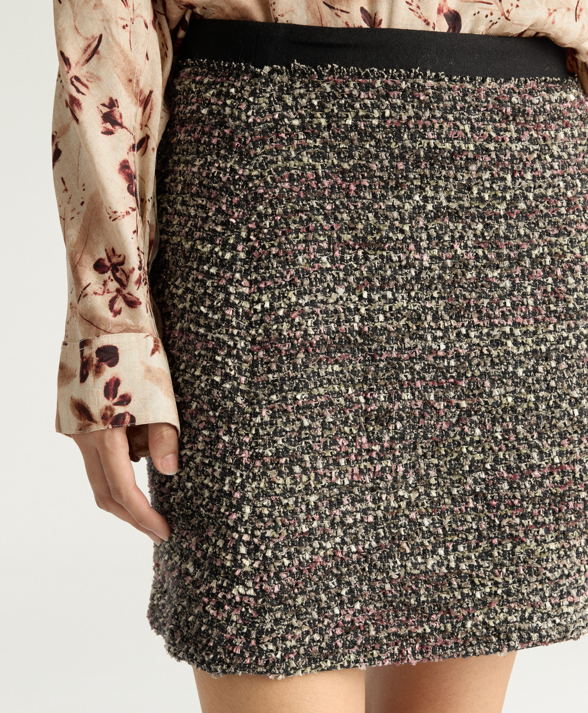 POCKY SKIRT IN TWEED - BLACK MULTICOLOR - Momonì