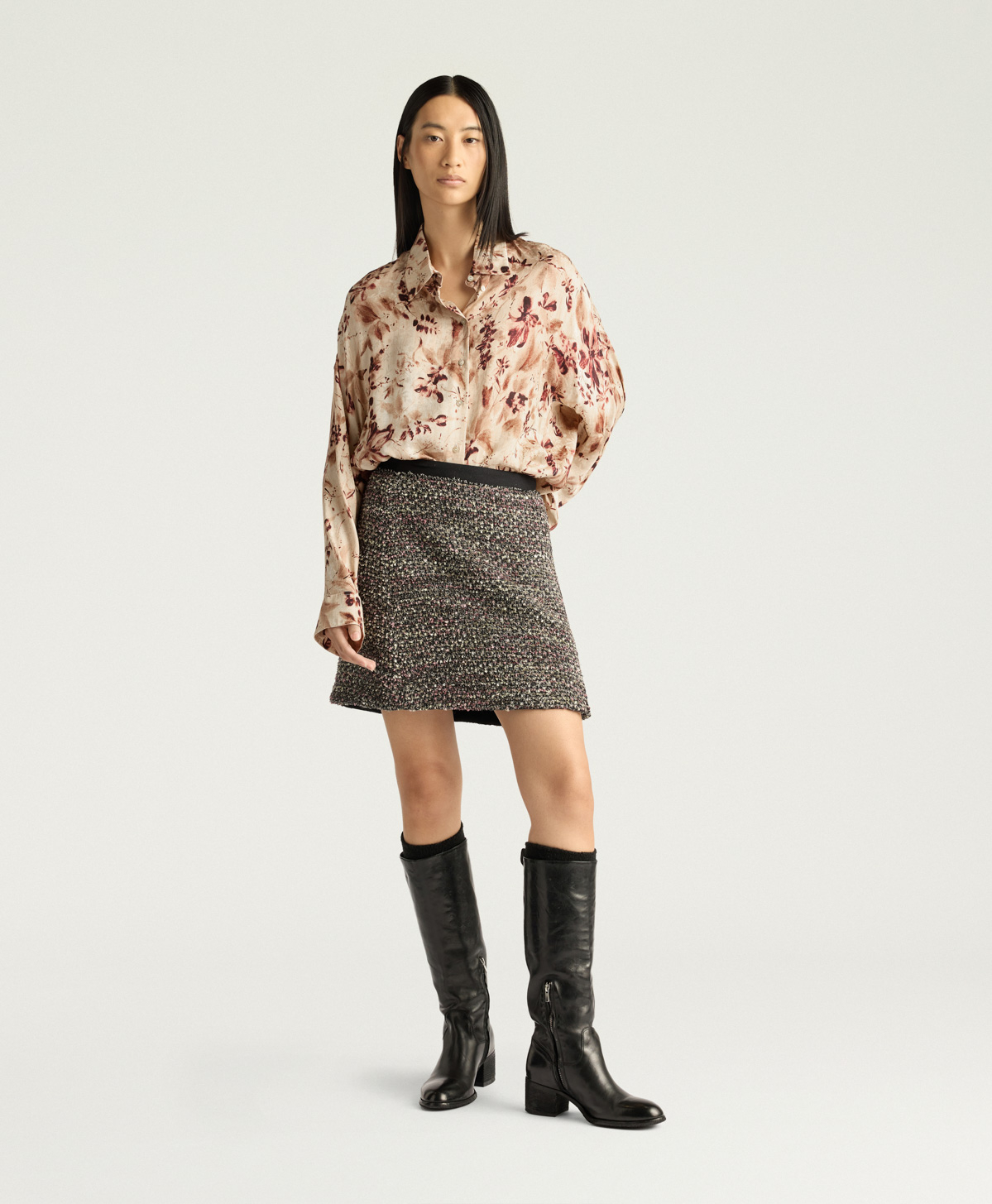 POCKY SKIRT IN TWEED - BLACK MULTICOLOR - Momonì
