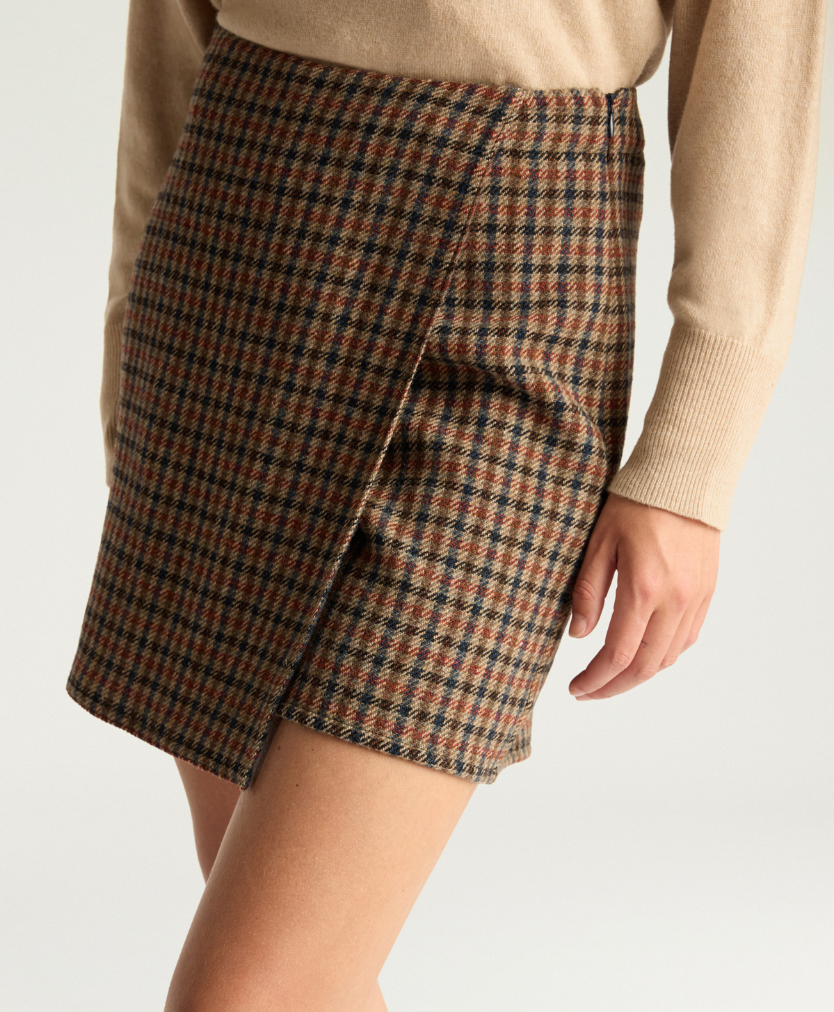 DAISY SKIRT IN CHECK WOOL CLOTH - MULTICOLOR - Momonì