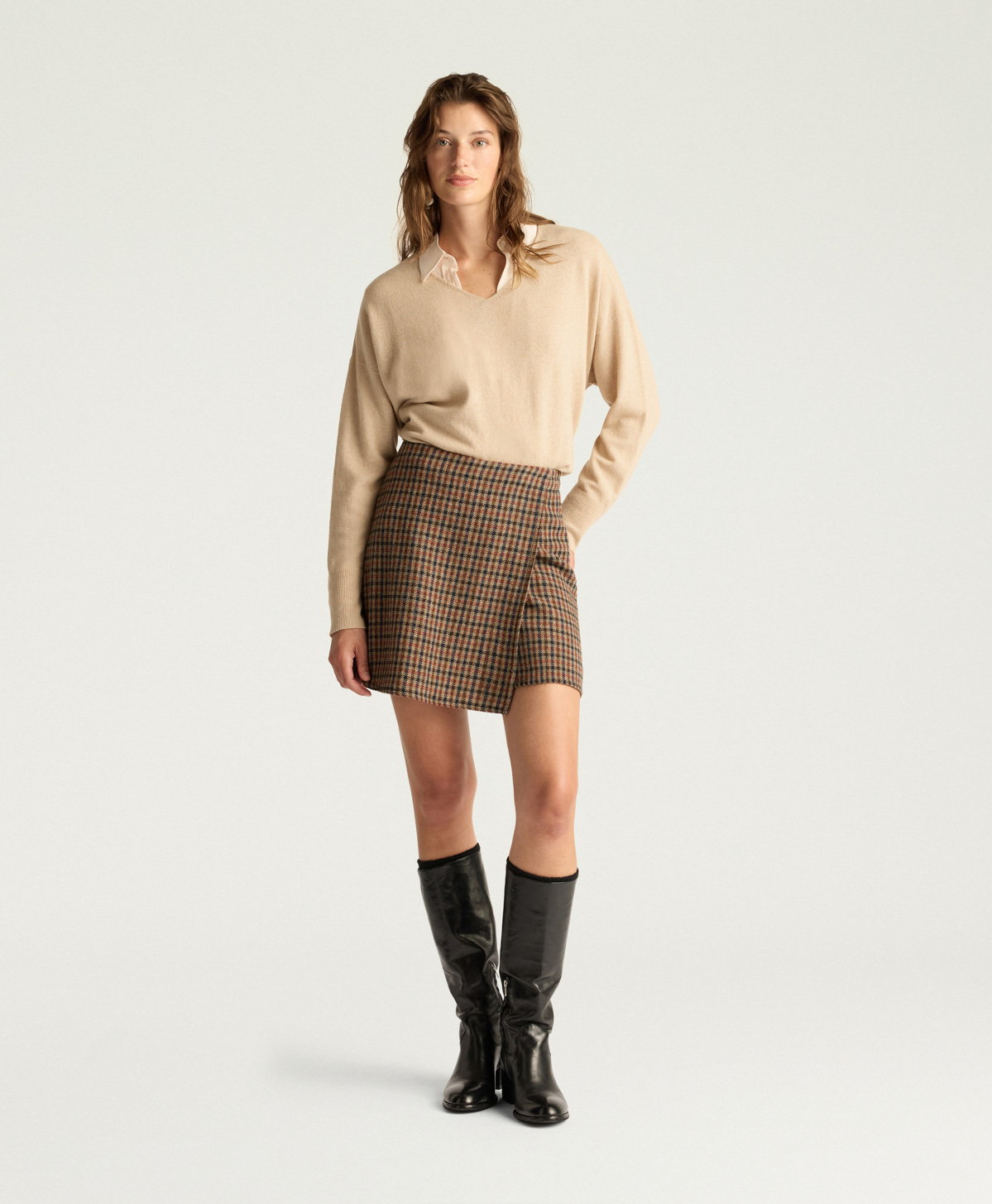 DAISY SKIRT IN CHECK WOOL CLOTH - MULTICOLOR - Momonì